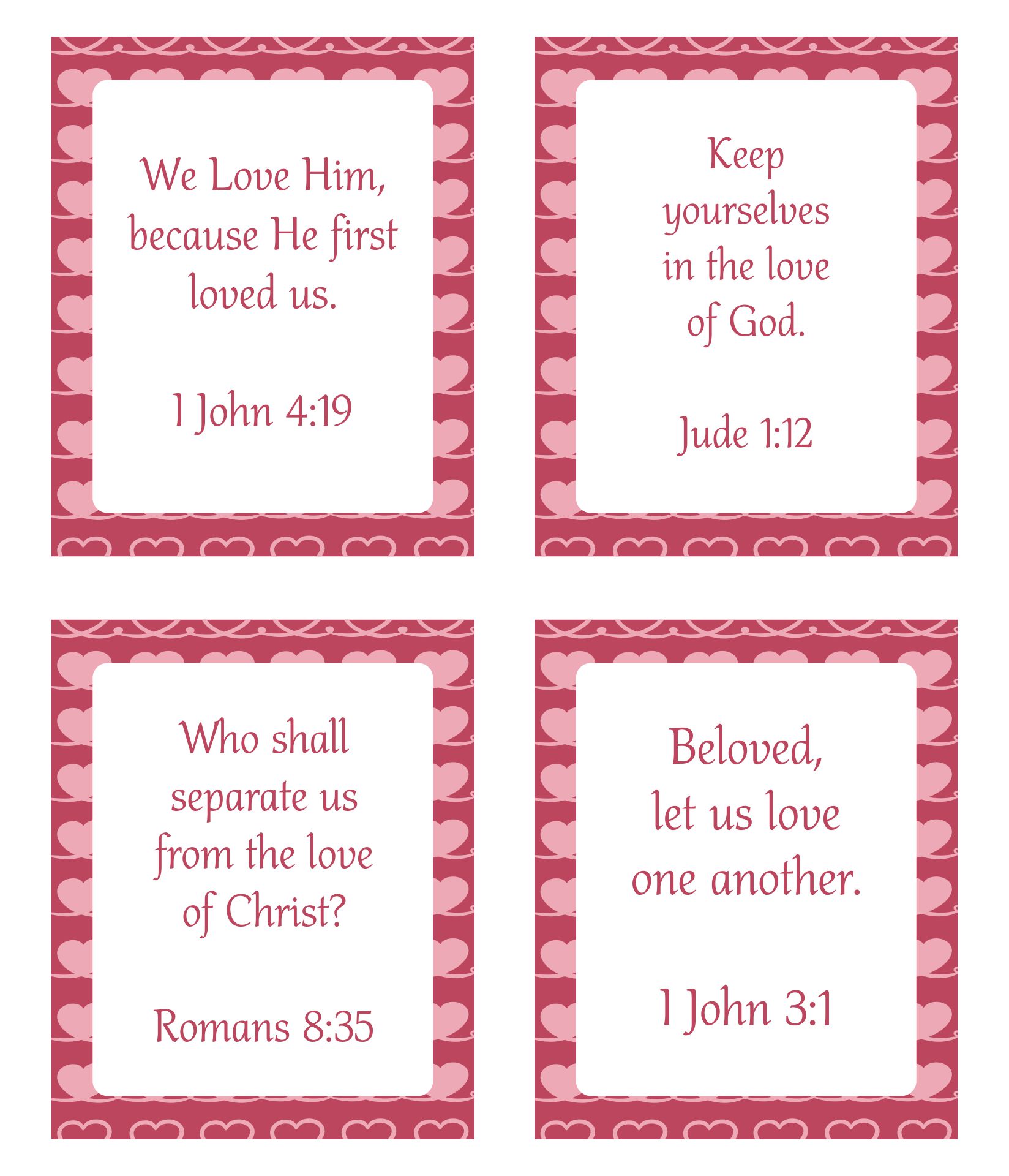 Printable Scripture Verse Valentines Card