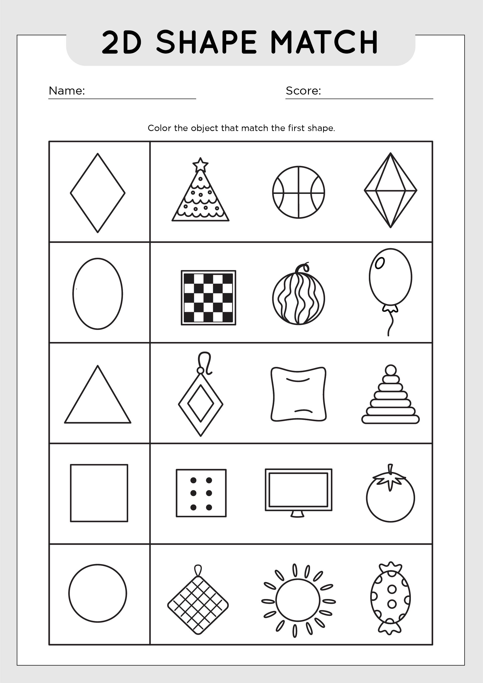 Printable Shape Activities For Kindergarten
