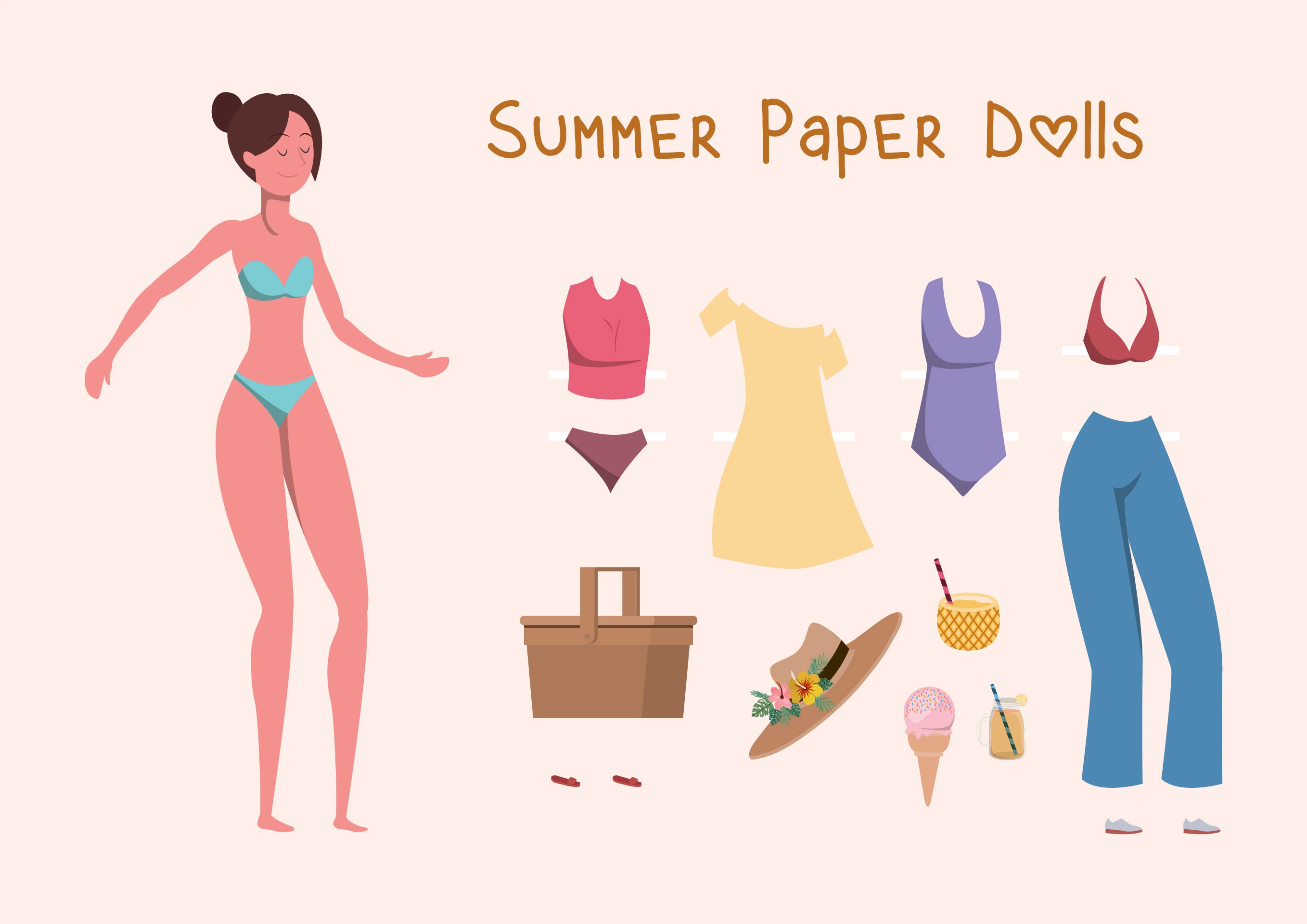 Printable Summer Paper Dolls