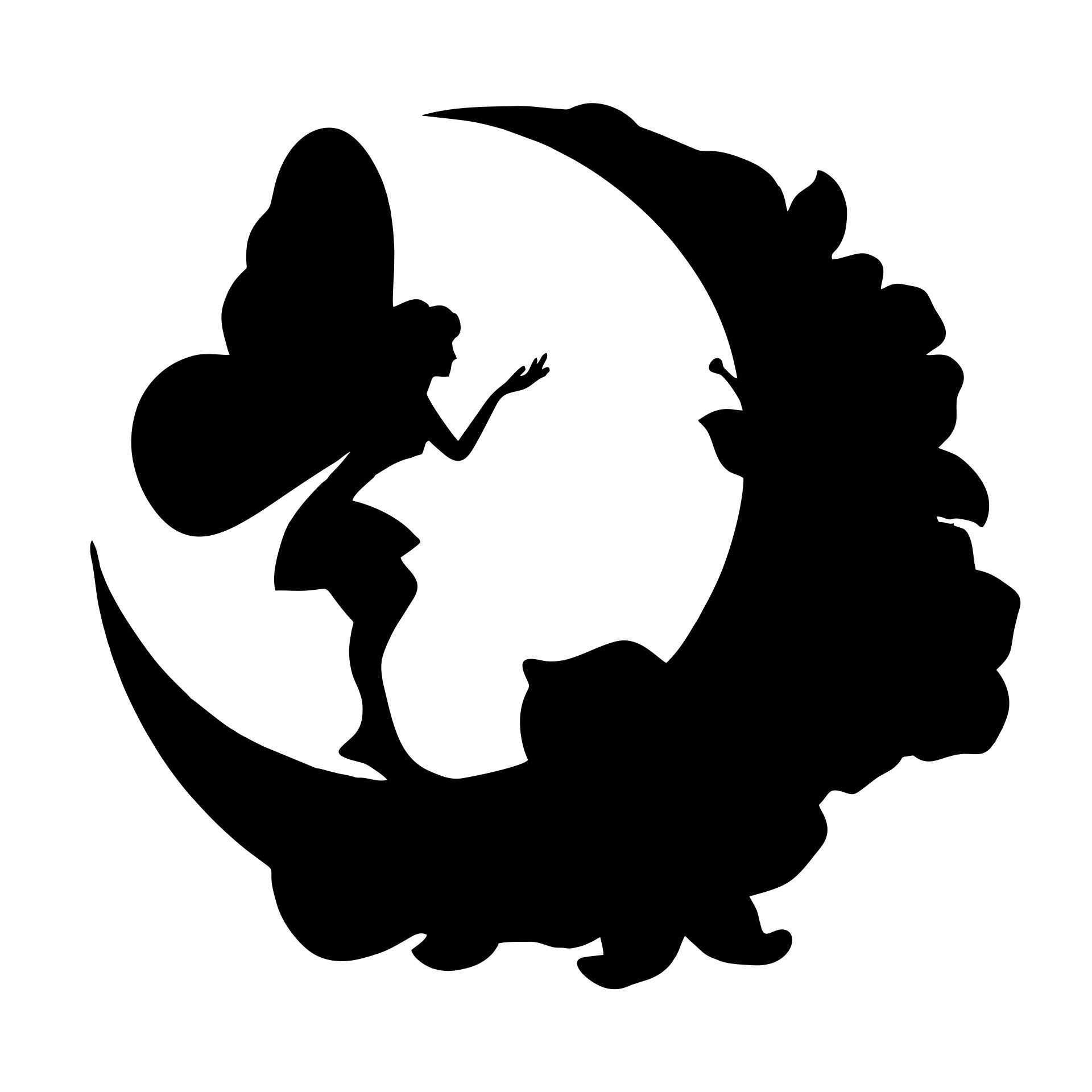 Printable Tinker Bell Fairy Moon Silhouette Clip Art