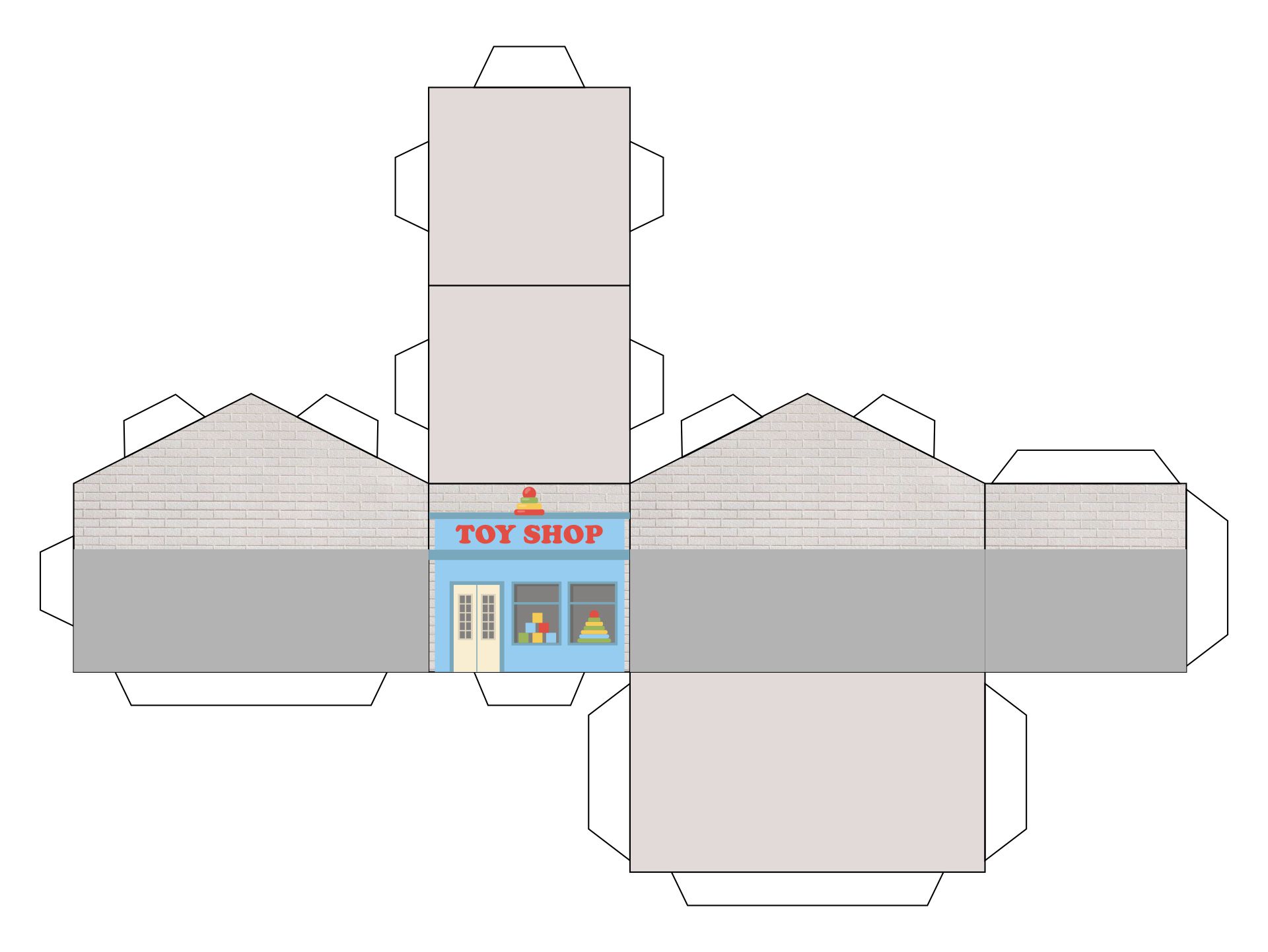 Printable Toy Shop Building Paper Template