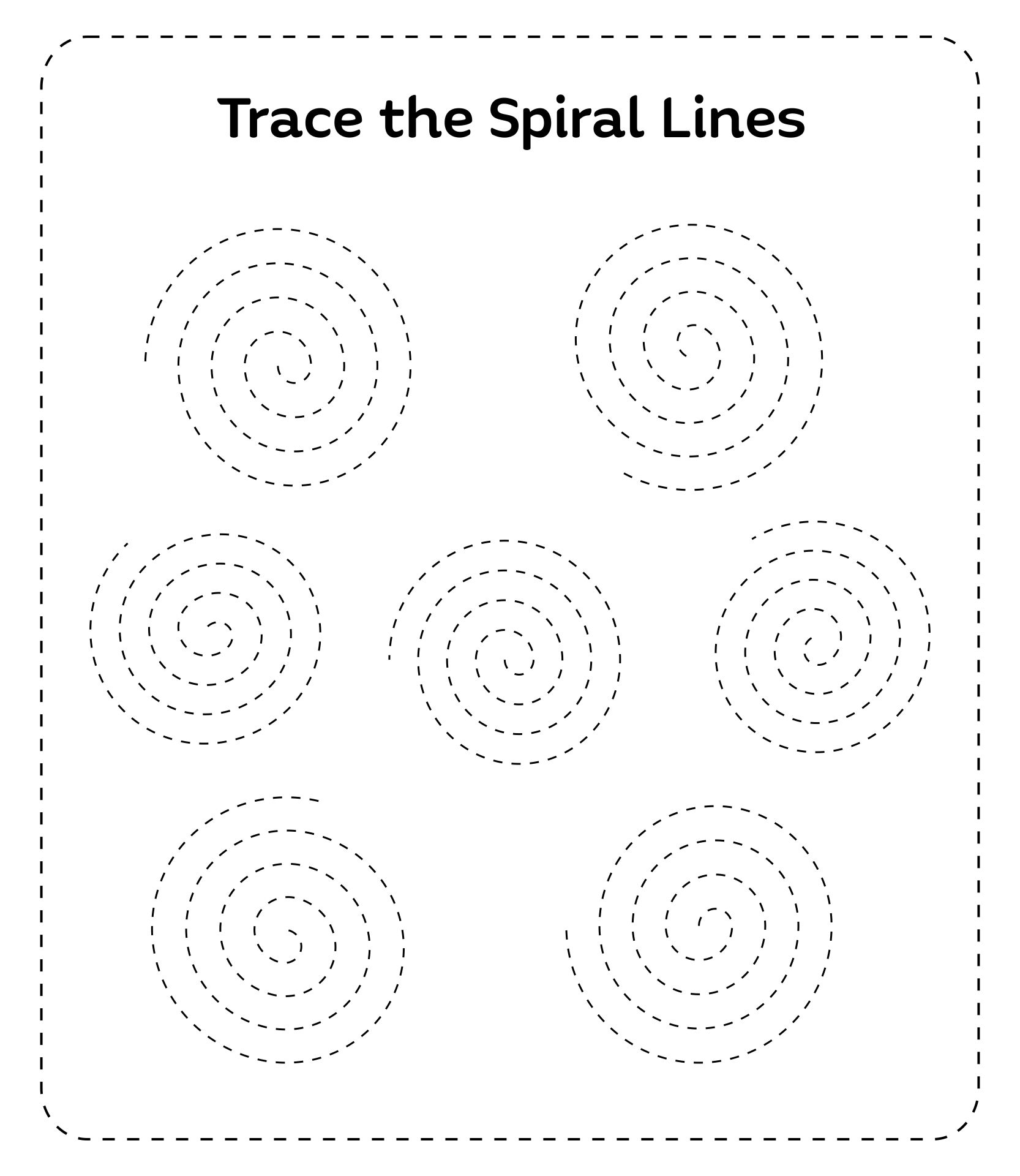 Printable Tracing Pattern Spiral Lines Worksheet