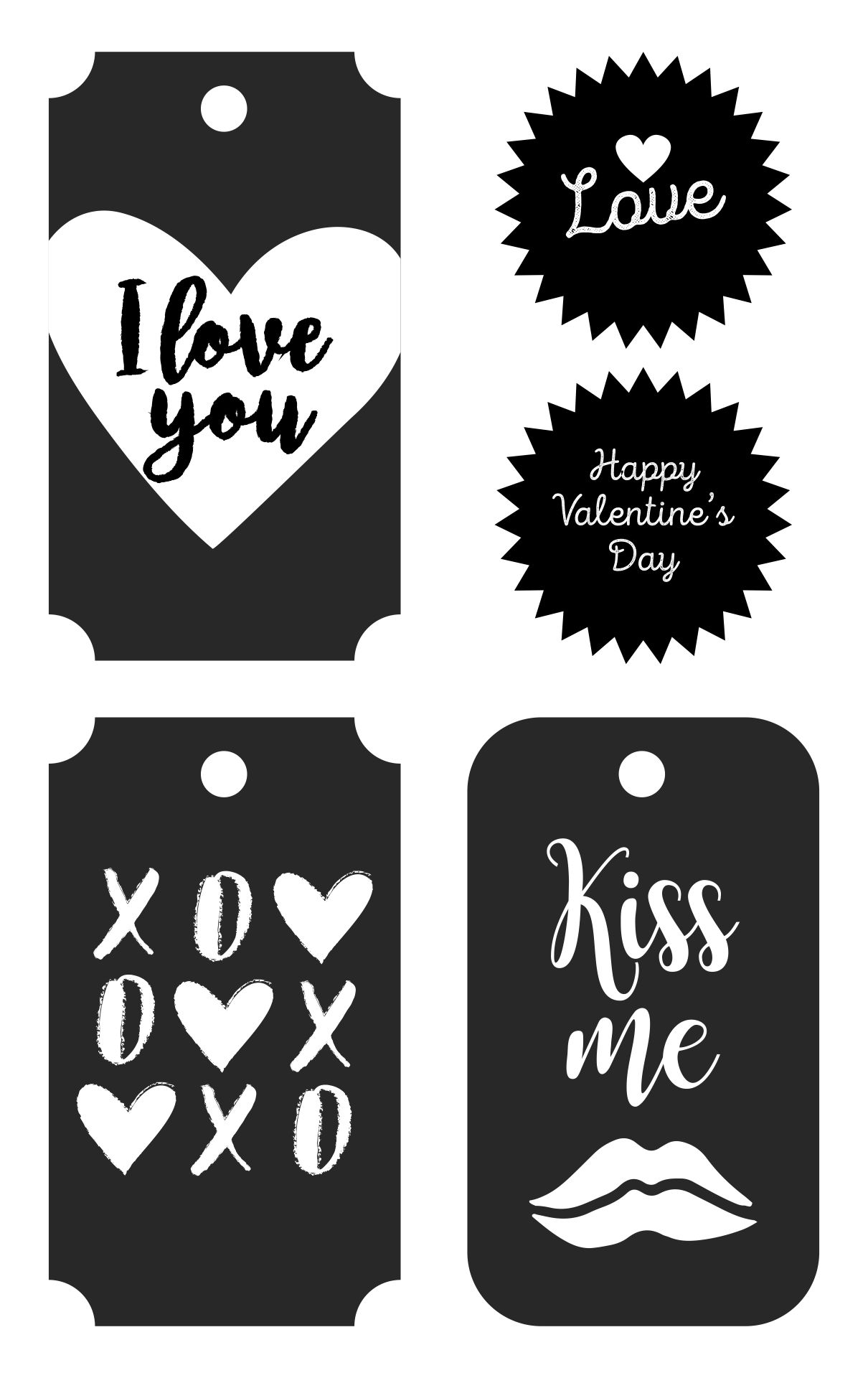 Printable Valentine Tags Black And White