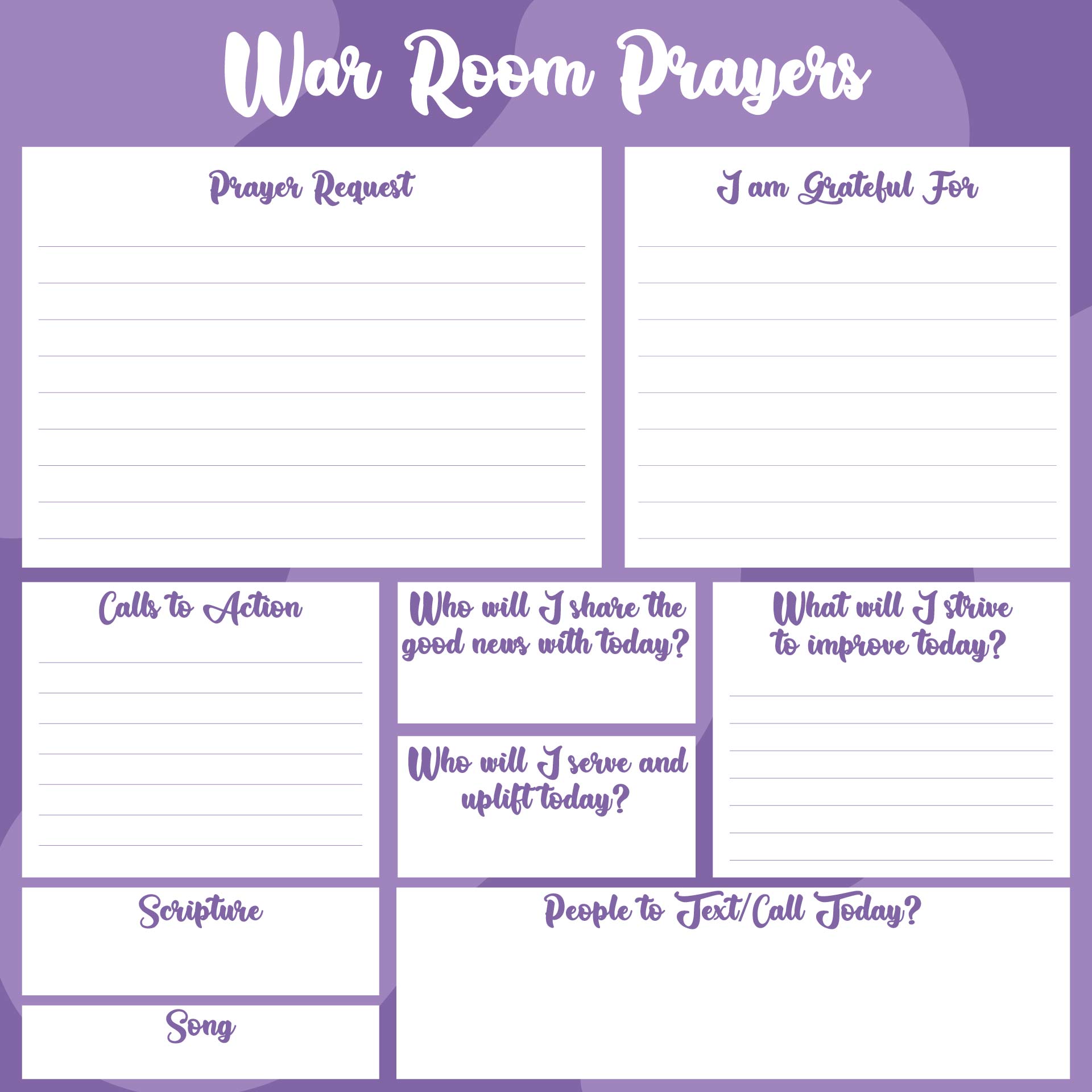 Printable War Room Prayer Journal Template