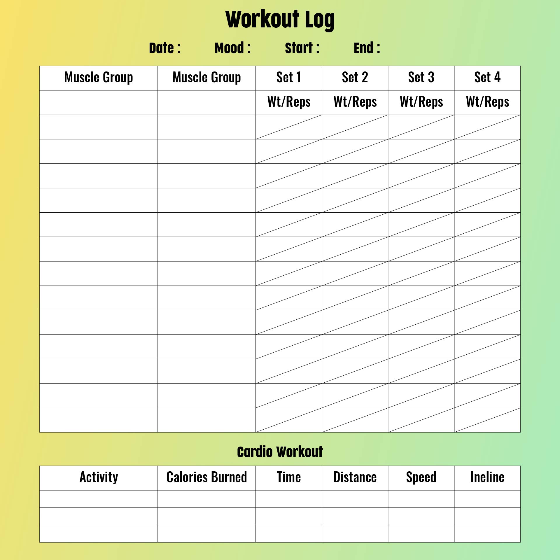 Printable Workout Schedule Template Excel