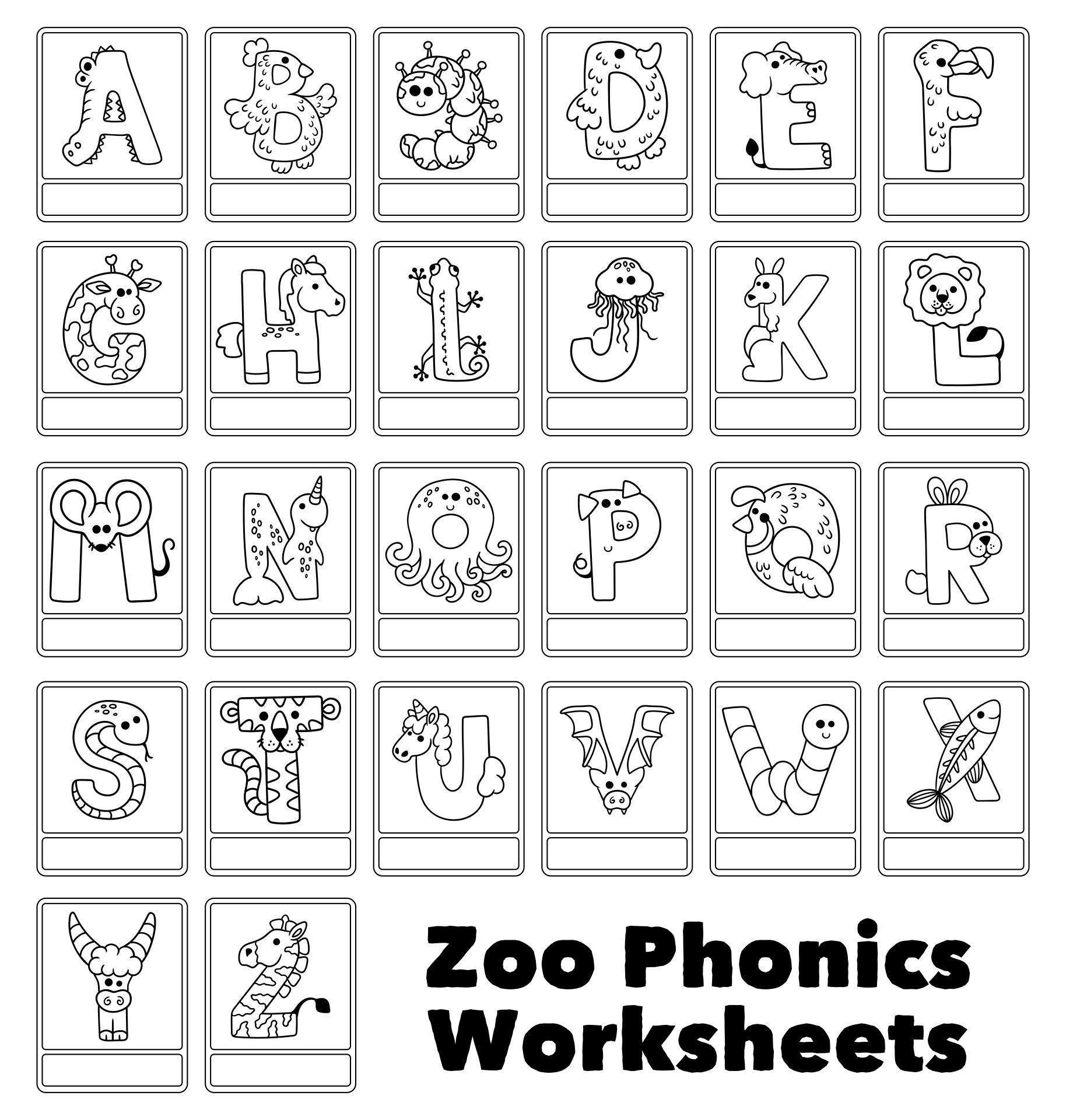 Printable Zoo Phonics Worksheets