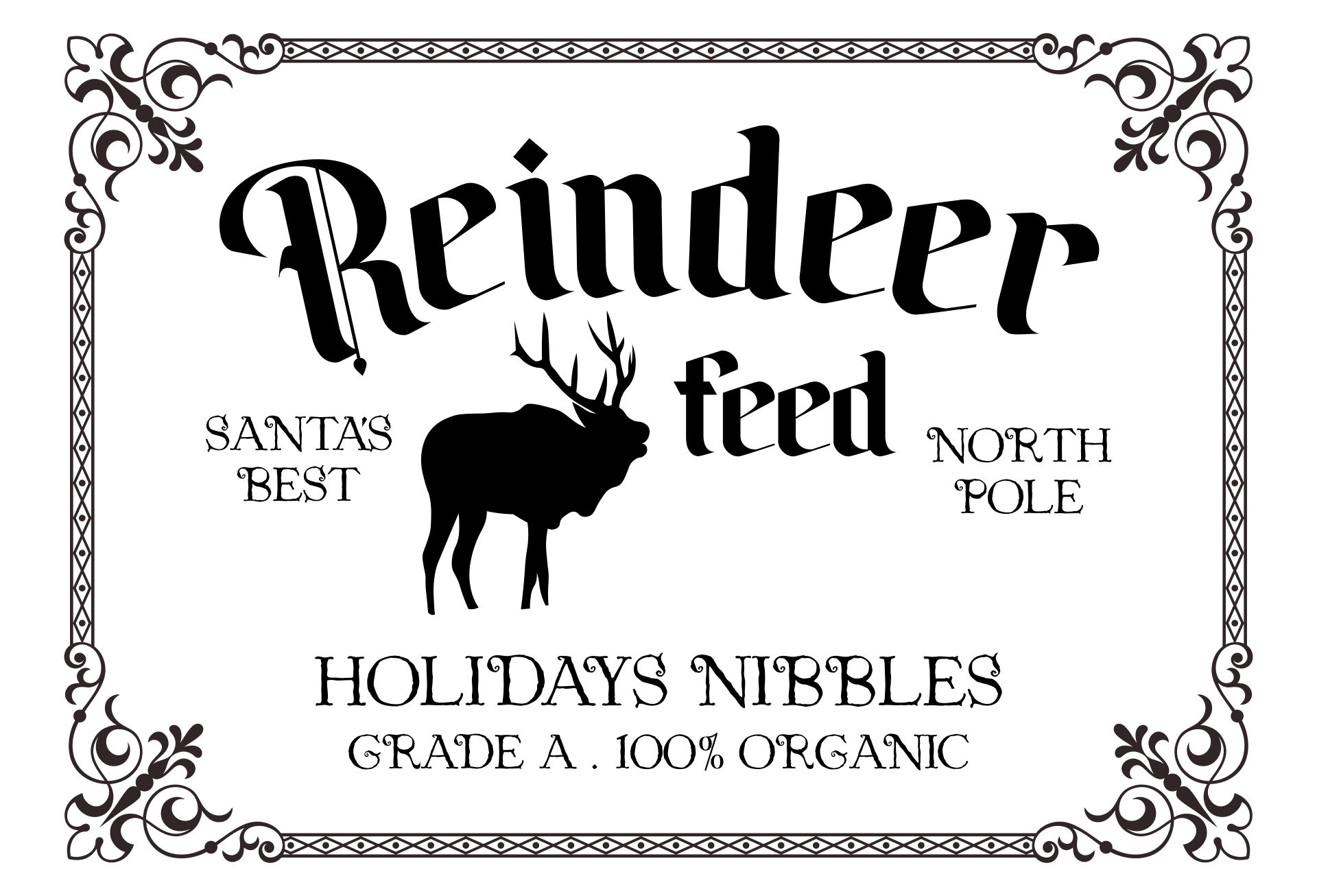 Reindeer Feed Christmas Sign Printable