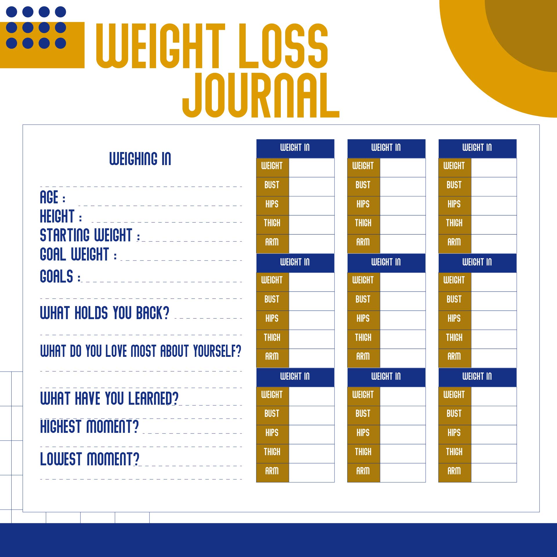 Simple Weight Loss Chart Printable