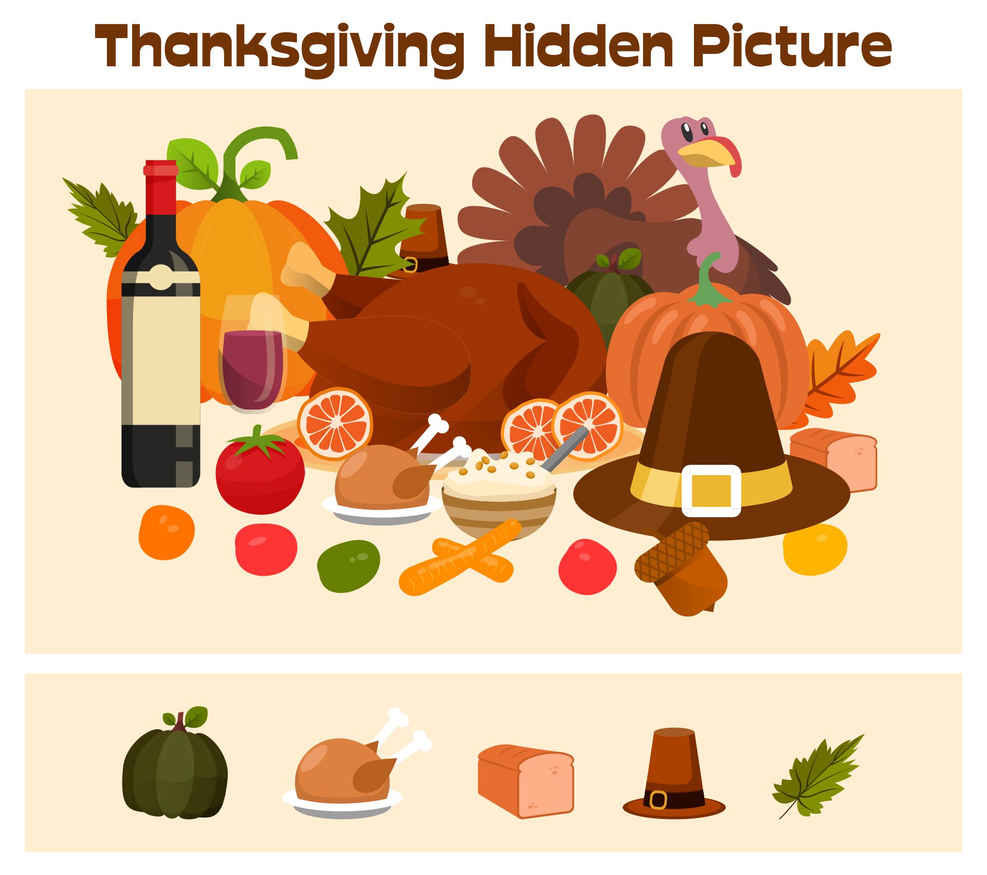 Thanksgiving Hidden Picture Worksheets Printables