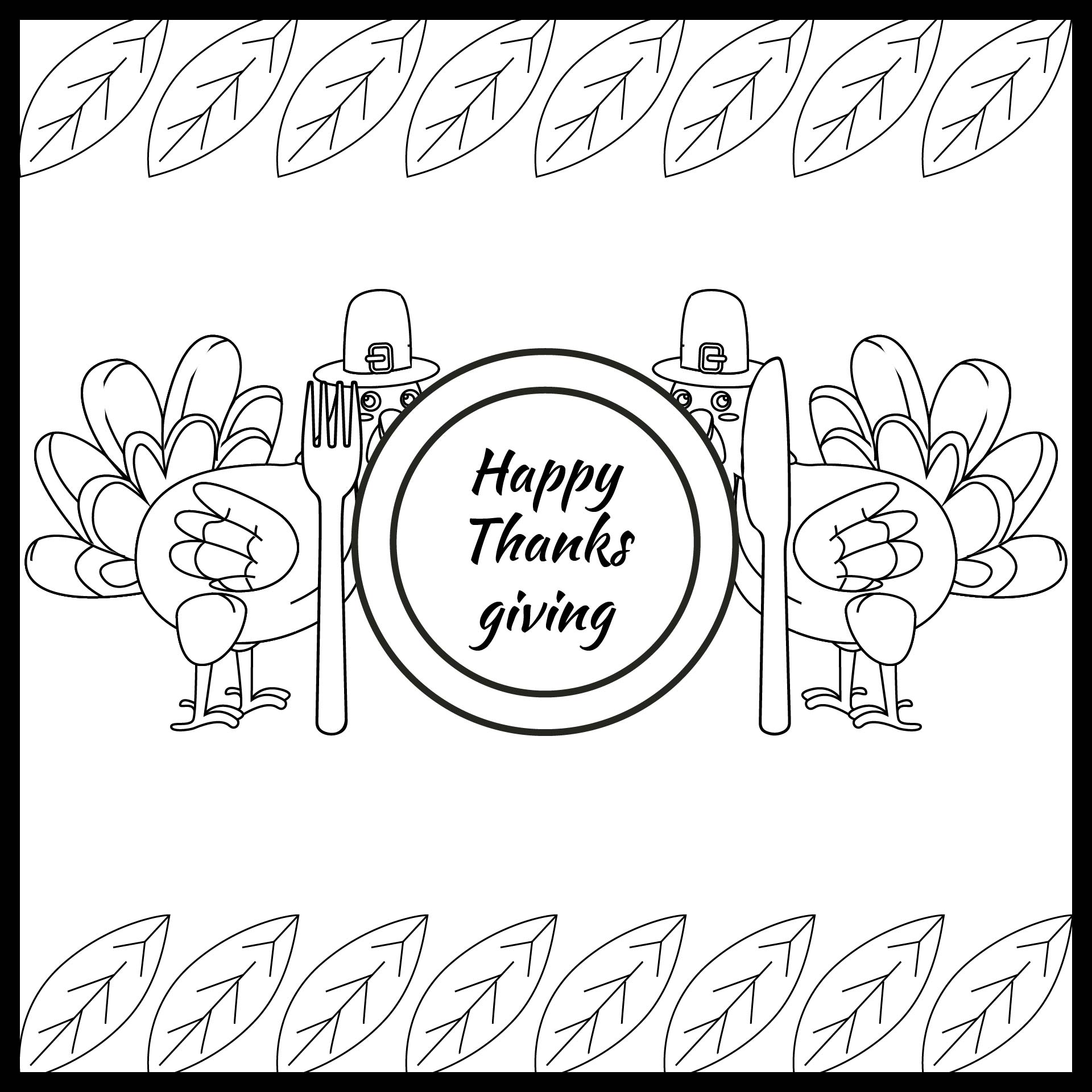 Thanksgiving Plate Coloring Page