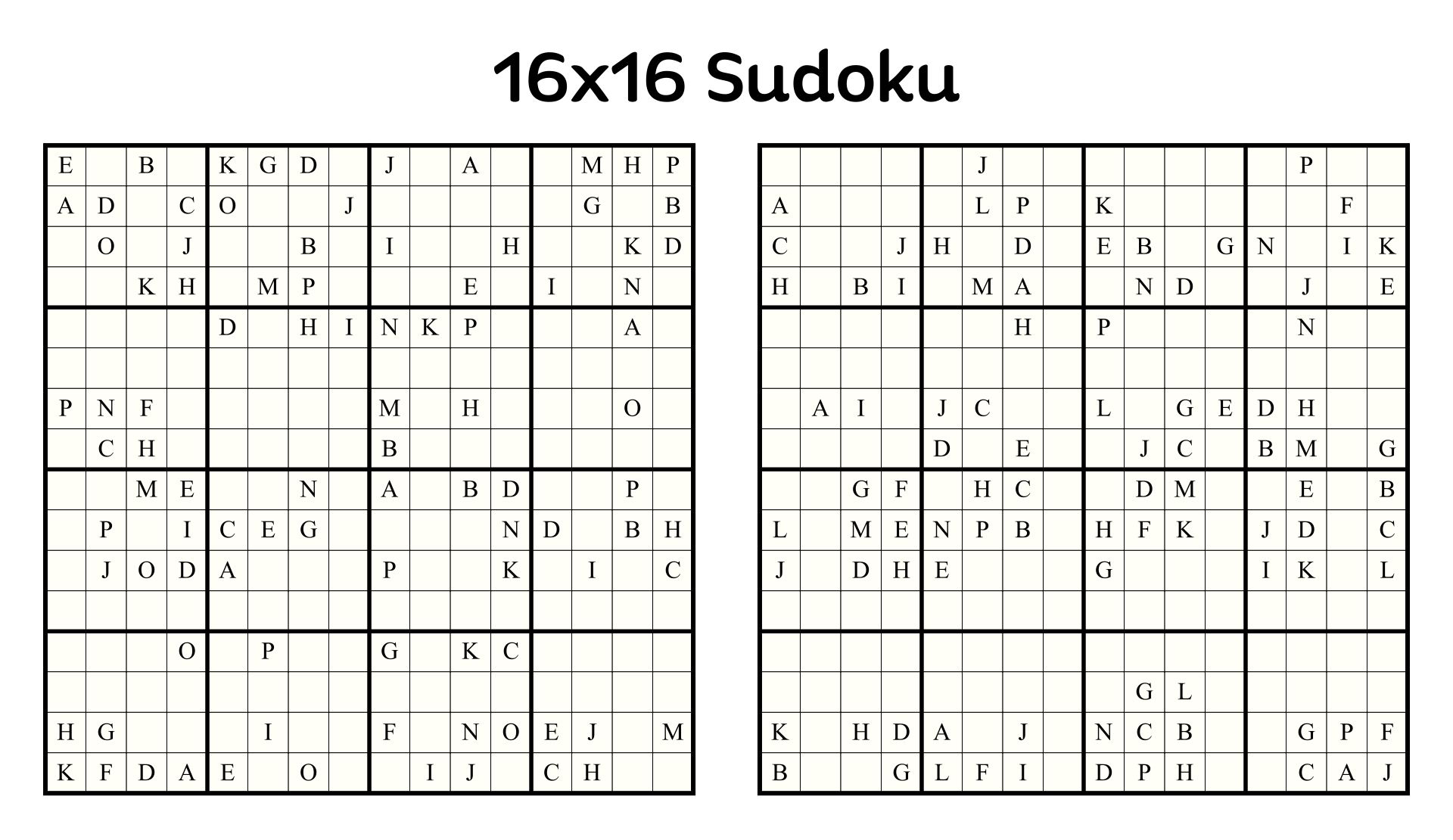 Printable 16x16 sudoku  Sudoku printable, Sudoku, Sudoku puzzles