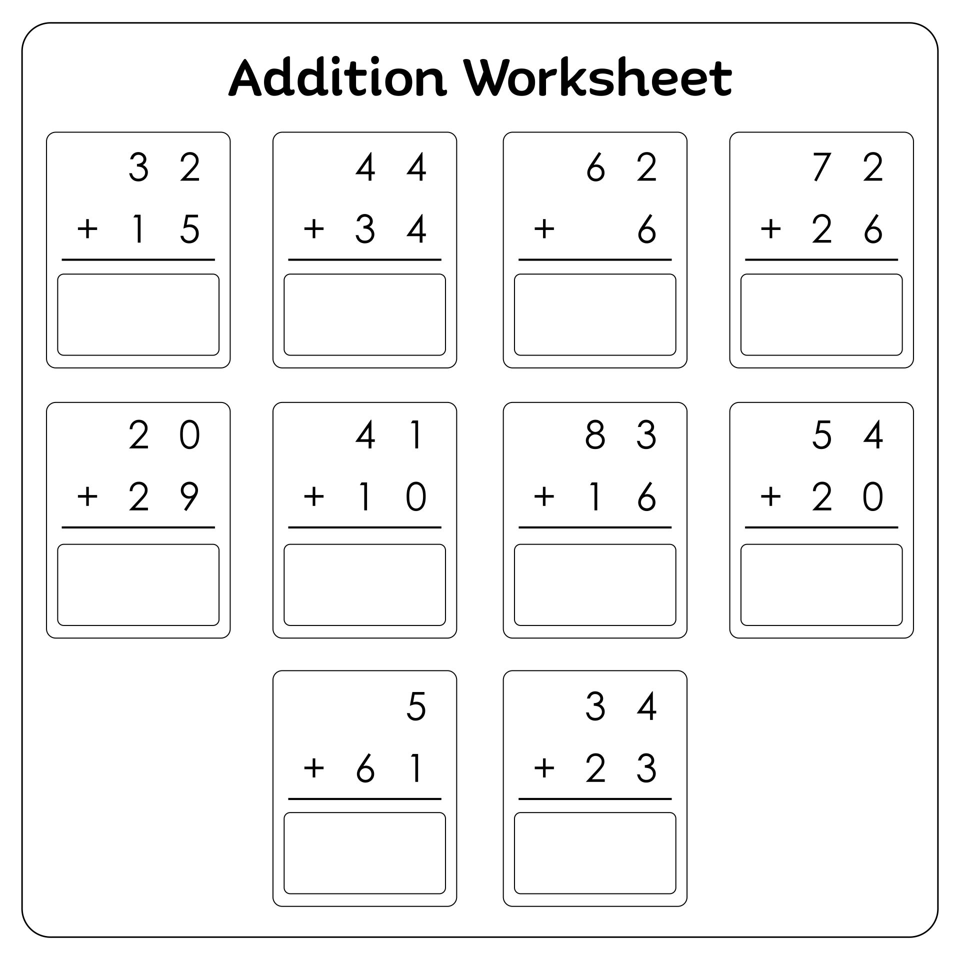 Printable Addition Worksheet