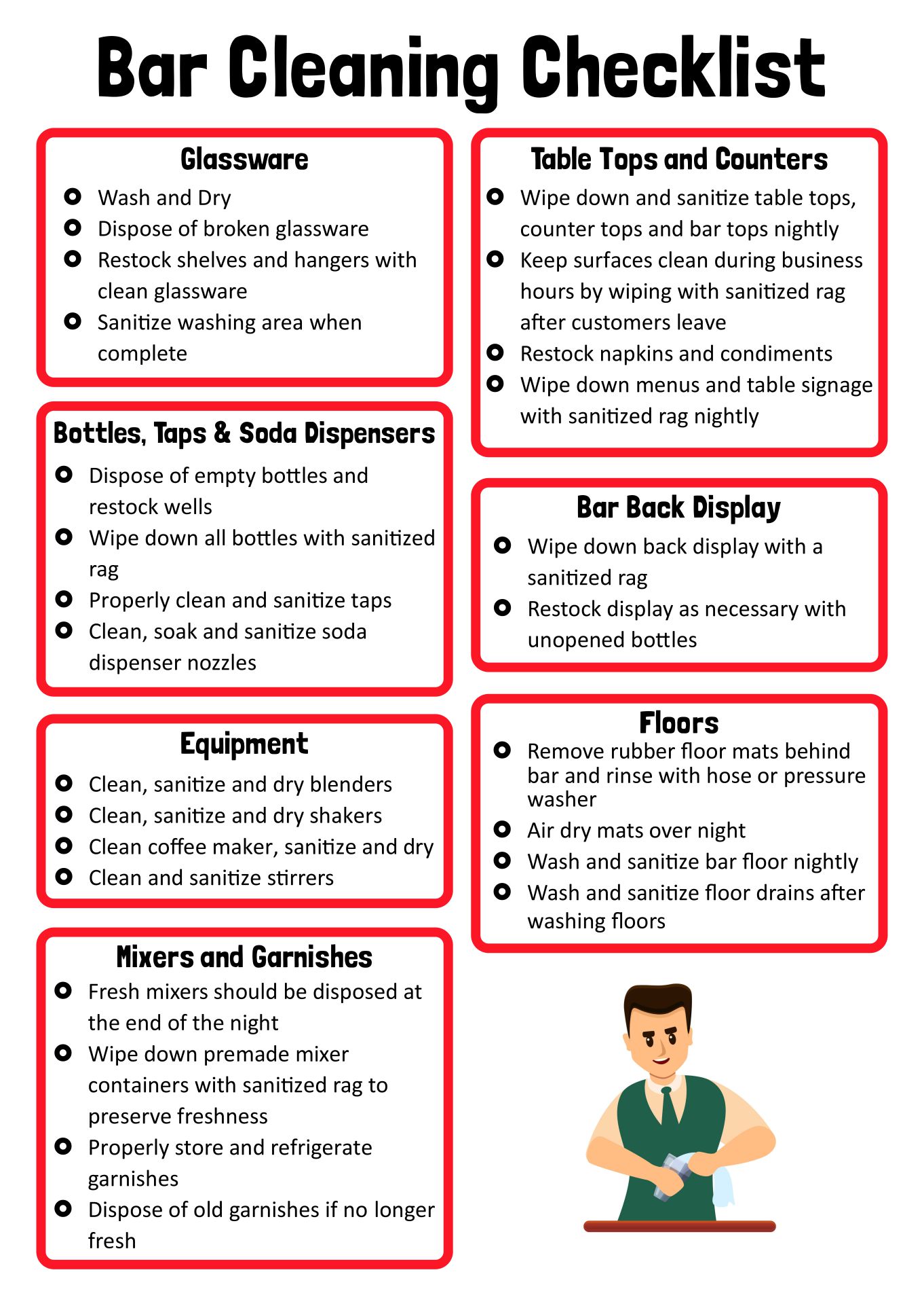 Printable Bar Cleaning Checklist Template