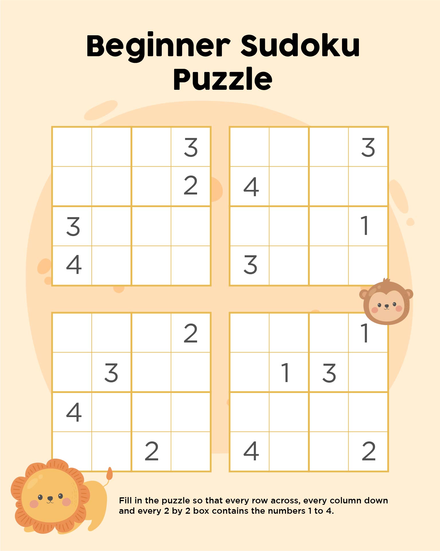 Printable Beginner Sudoku Puzzle