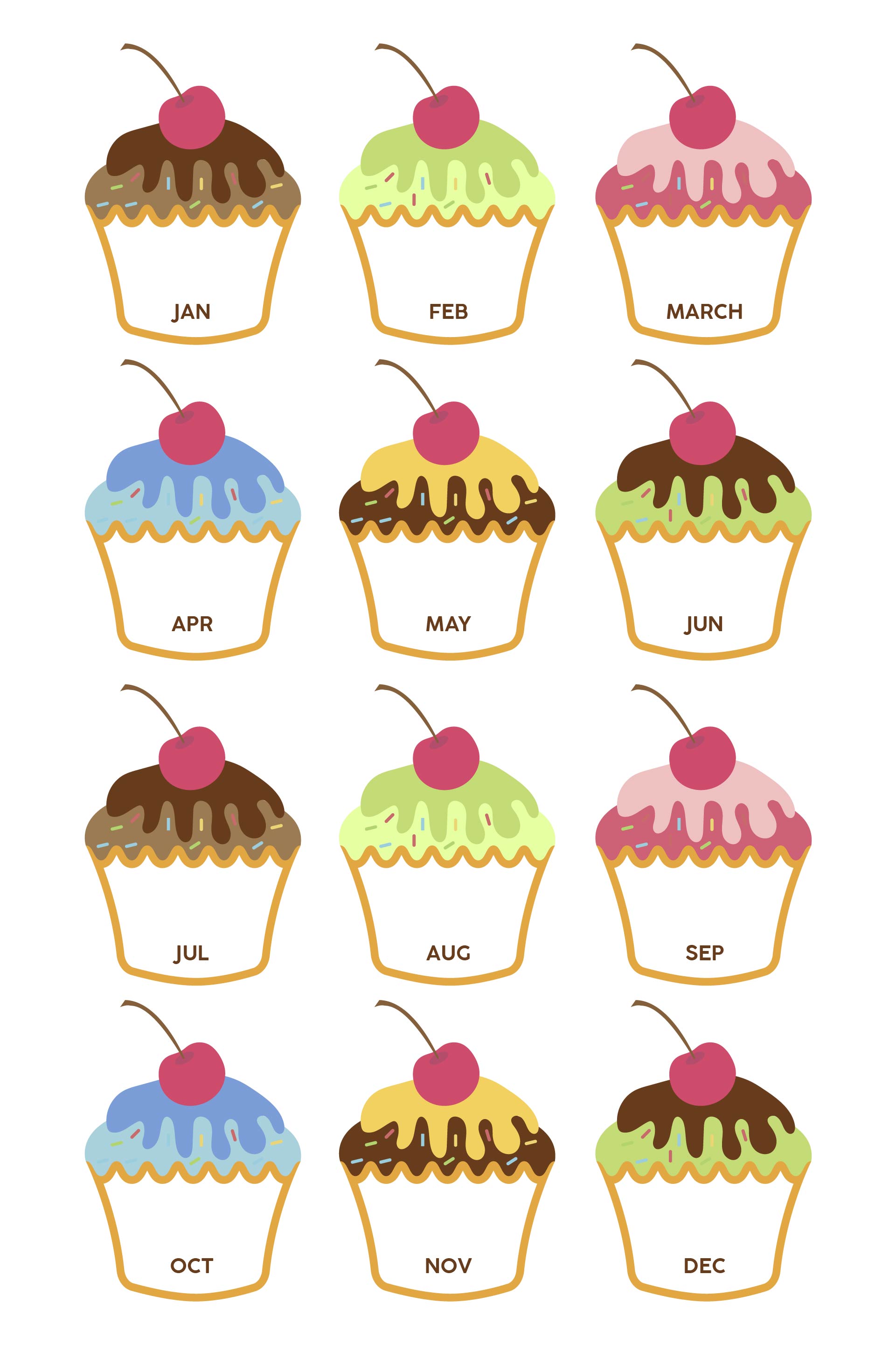 Printable Birthday Bulletin Board Cupcake Display