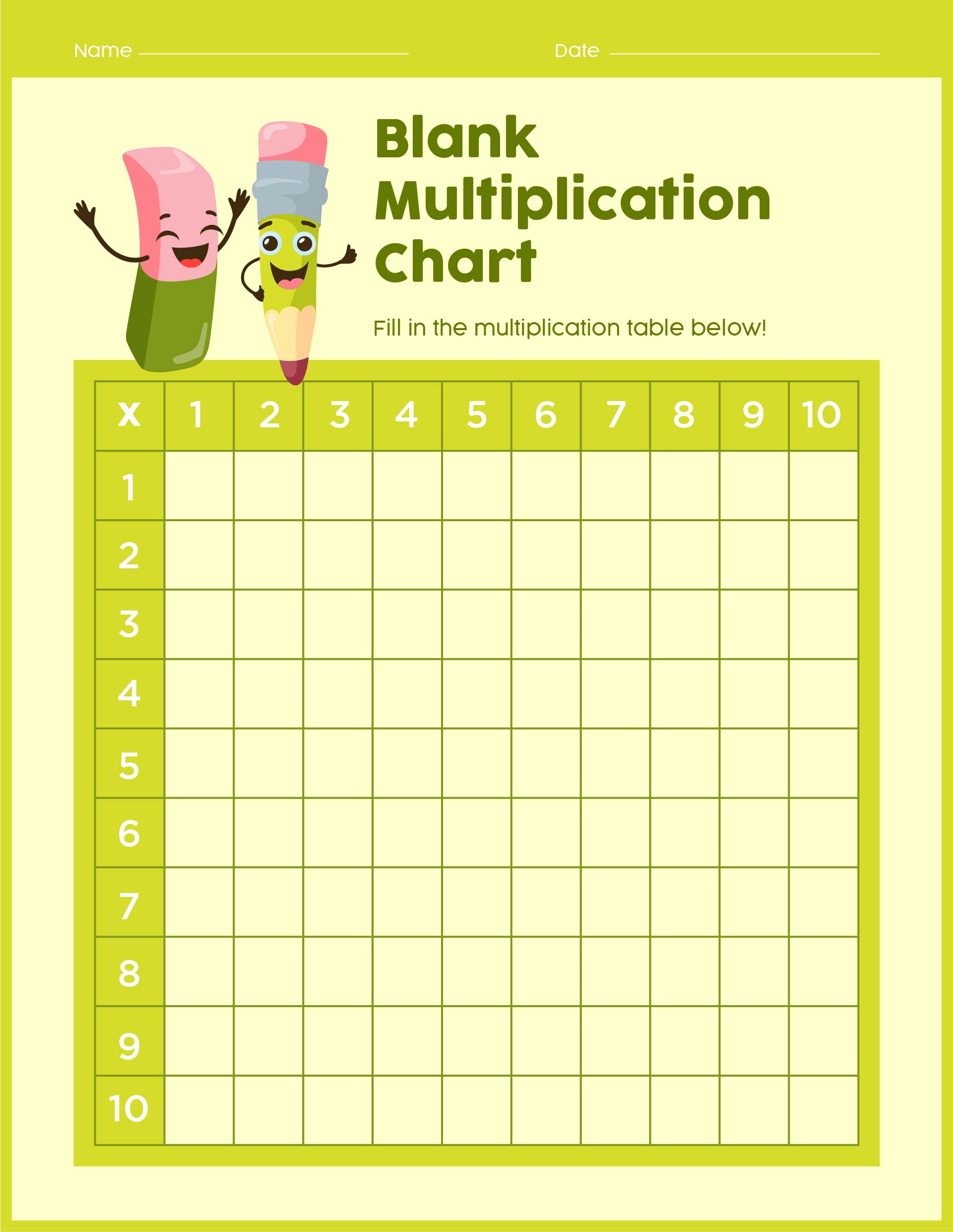 Printable Blank Multiplication Chart