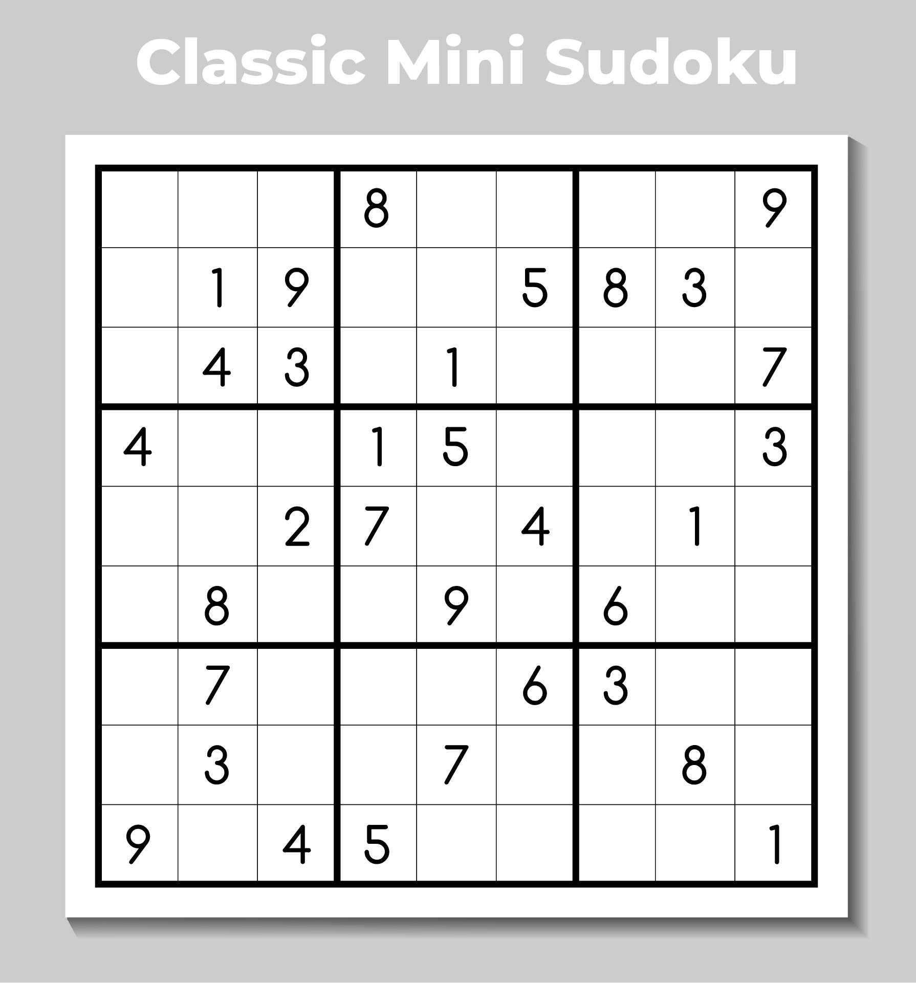 Printable Classic Mini Sudoku