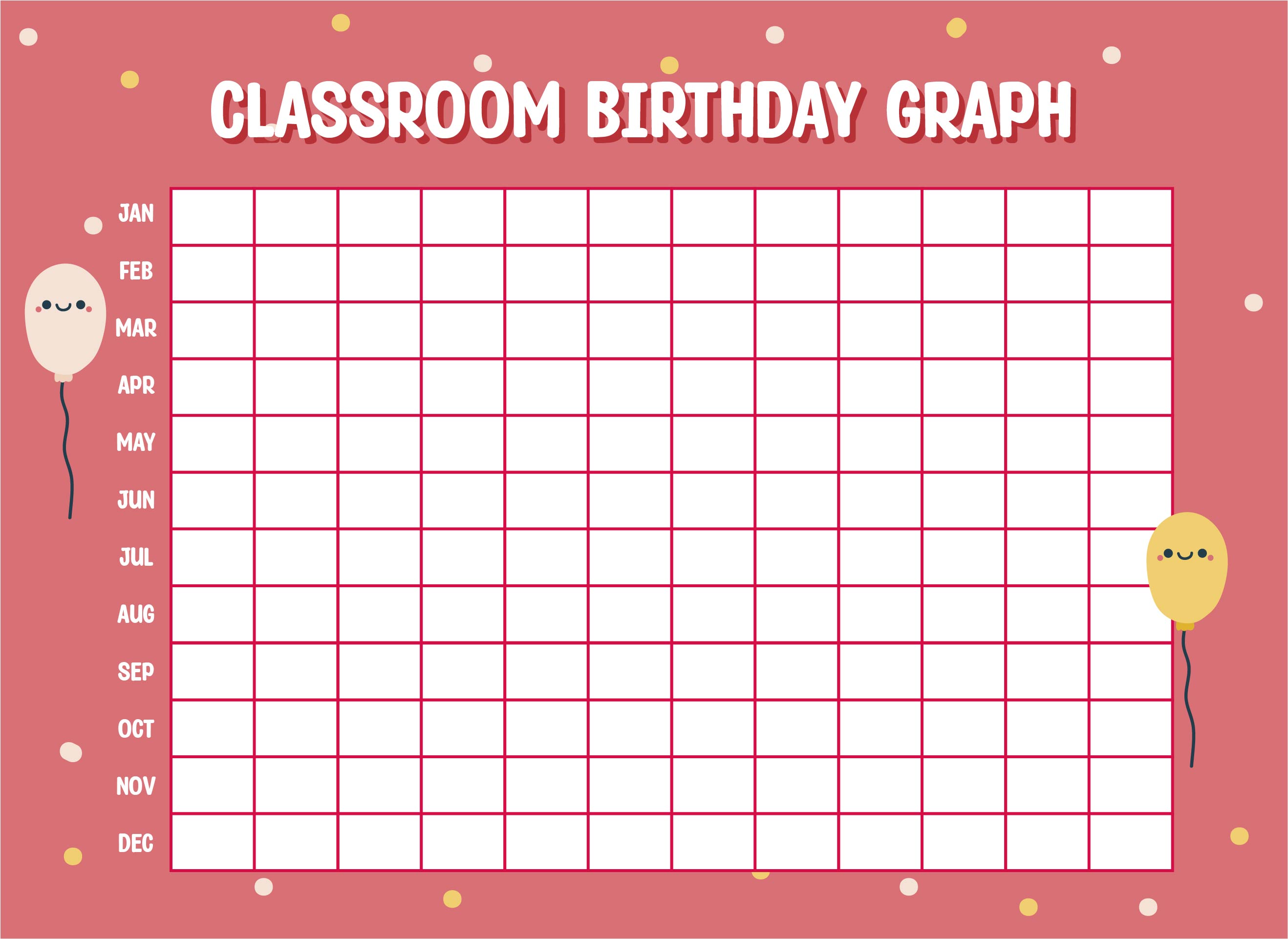 Printable Classroom Birthday Bar Graph
