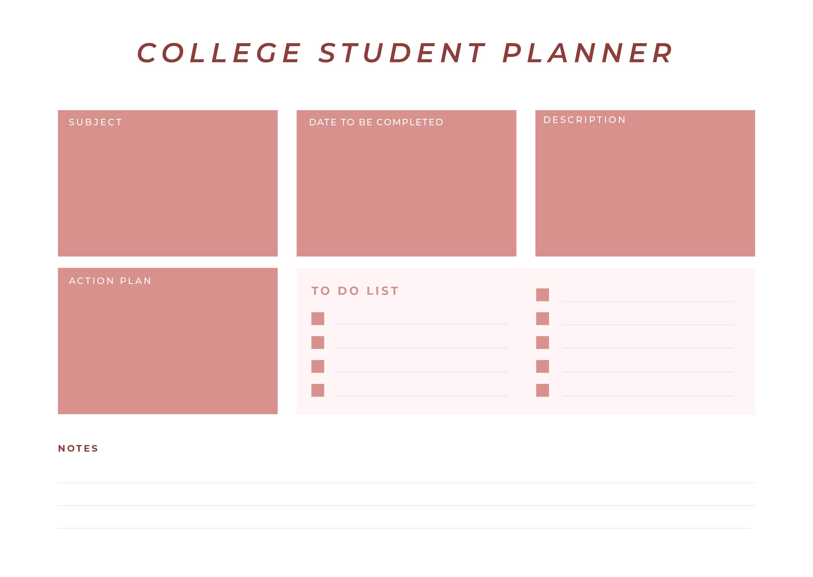 Printable College Student Planner