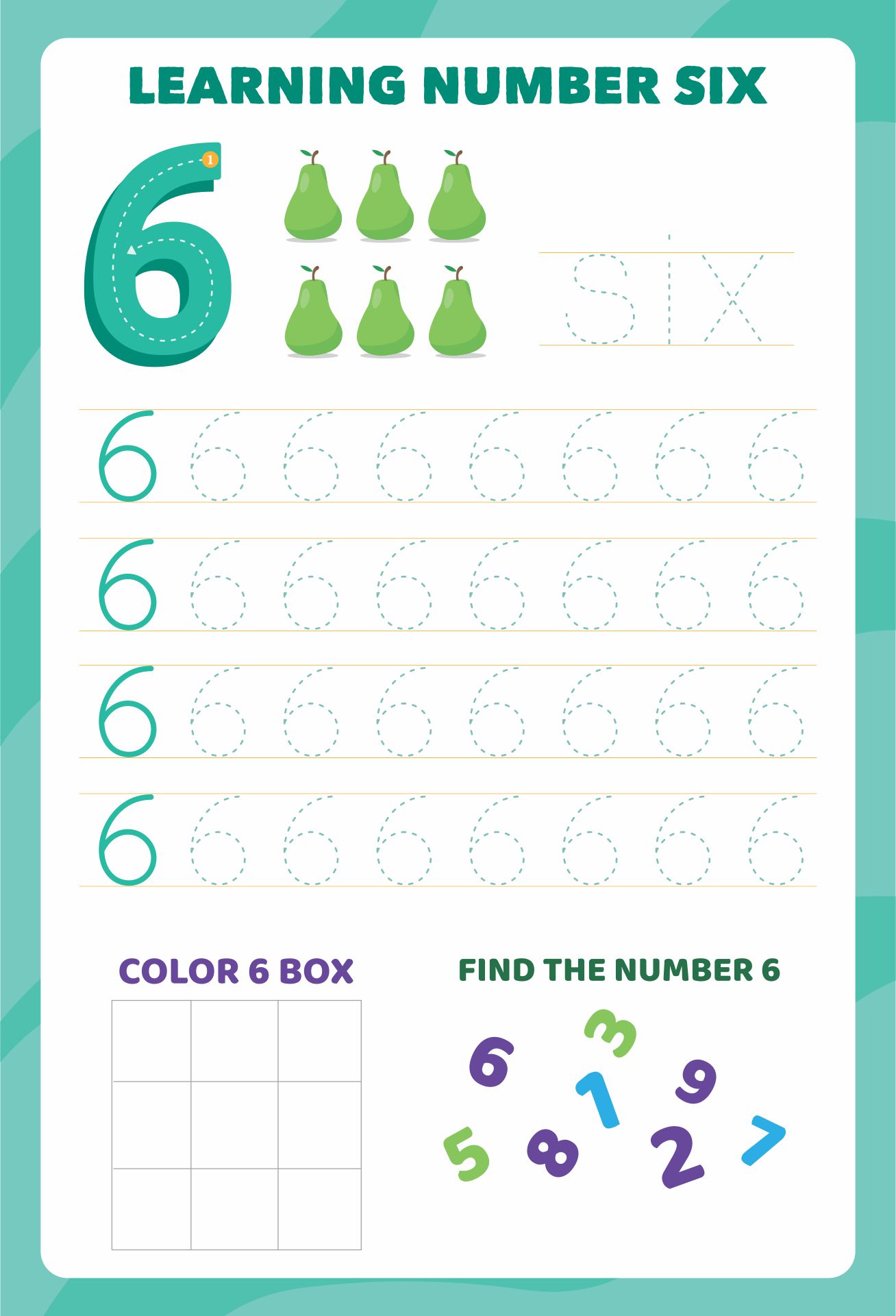 Printable Counting Practice For Number 6 Worksheet