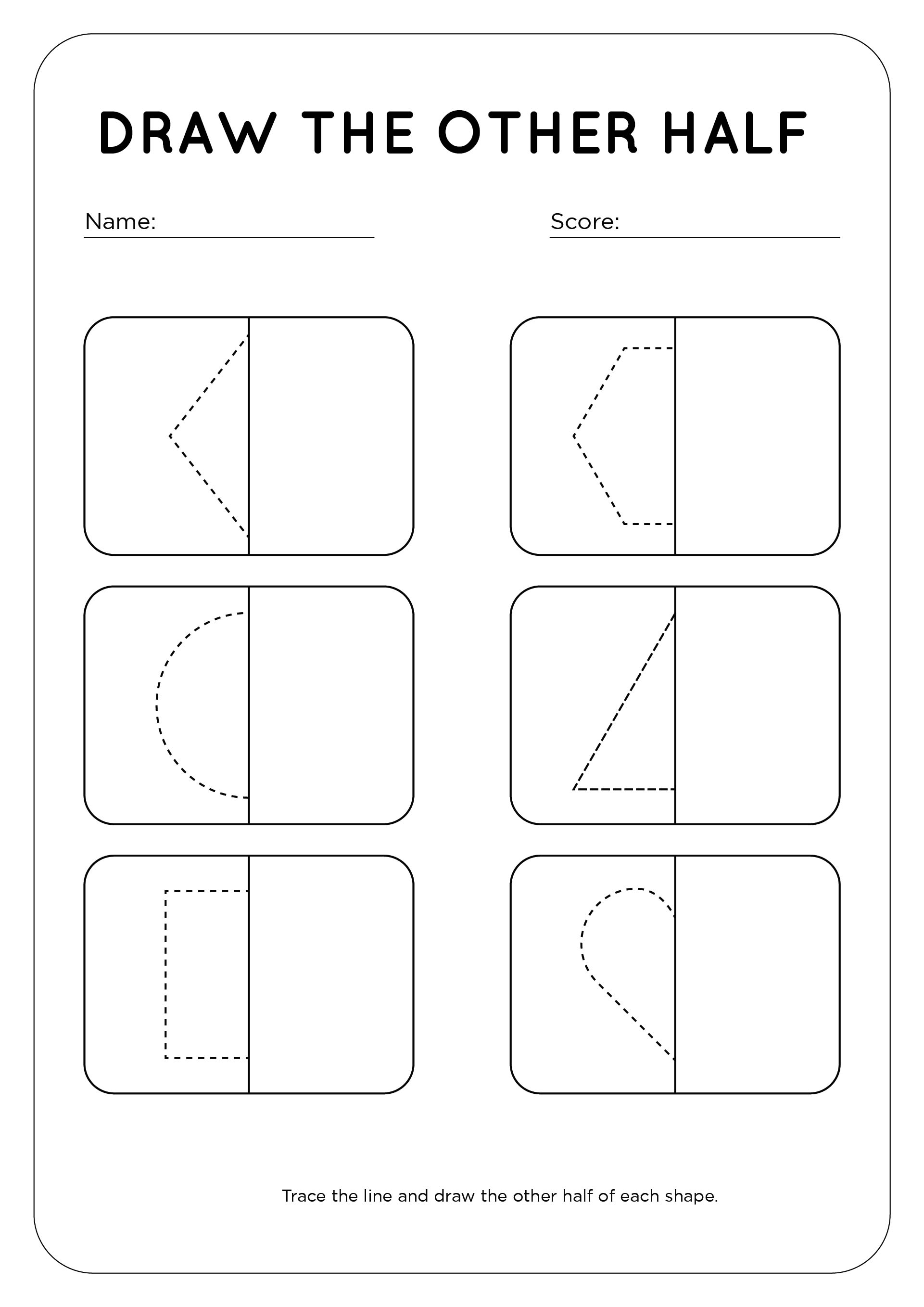 Printable Draw The Other Half Of Shapes Worksheet