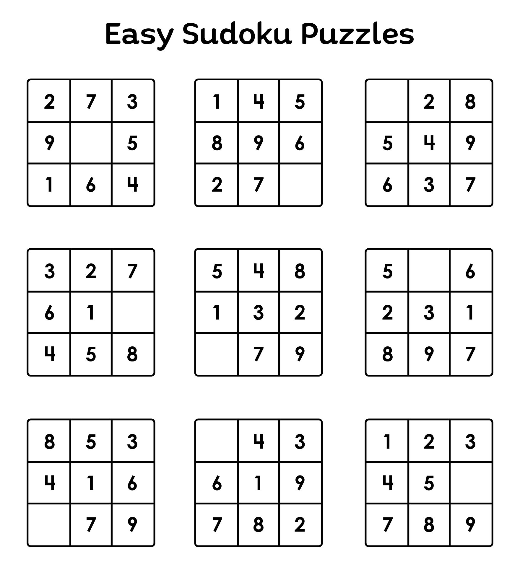 Printable Easy Sudoku Puzzles
