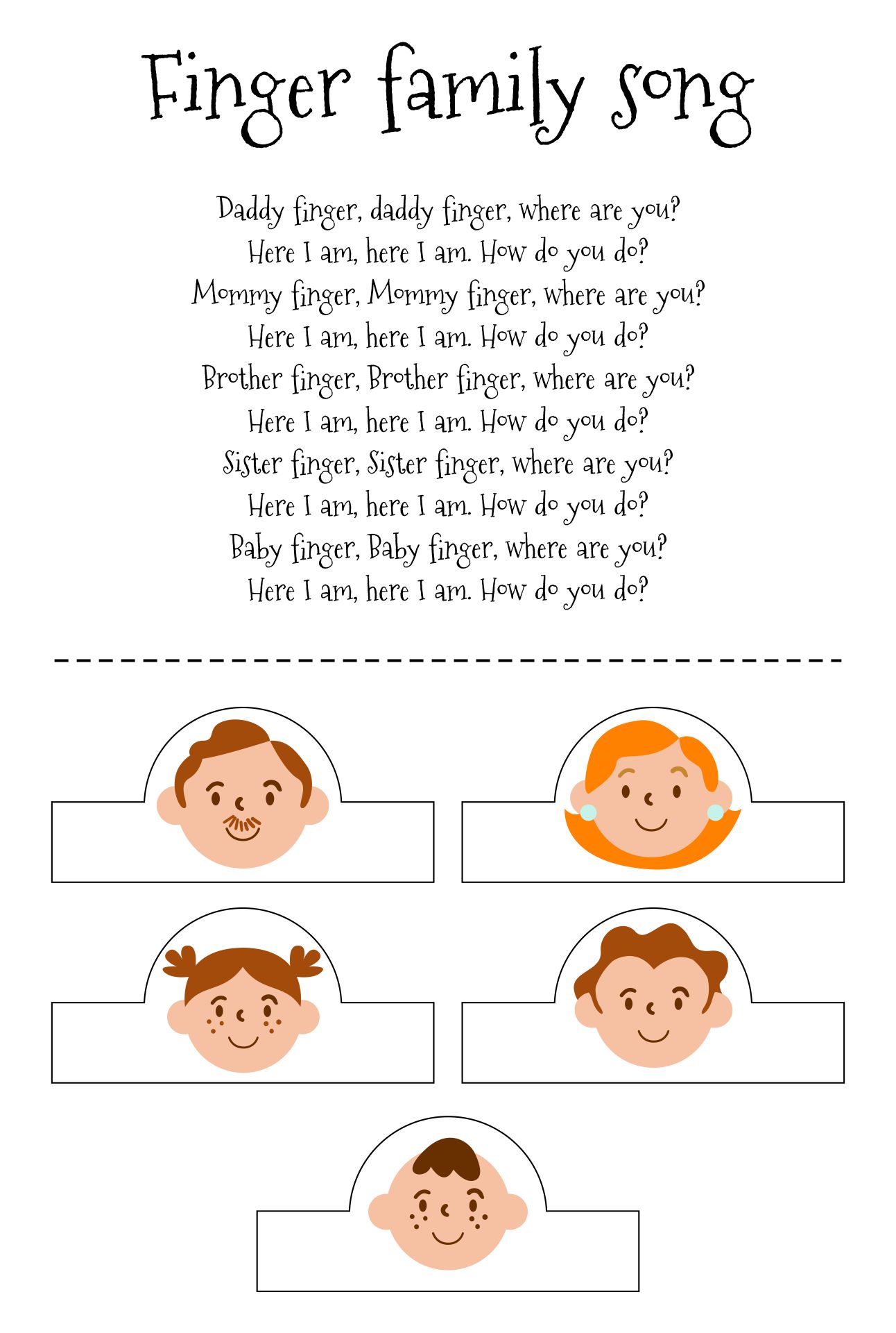 Printable Family Finger Cut And Sing