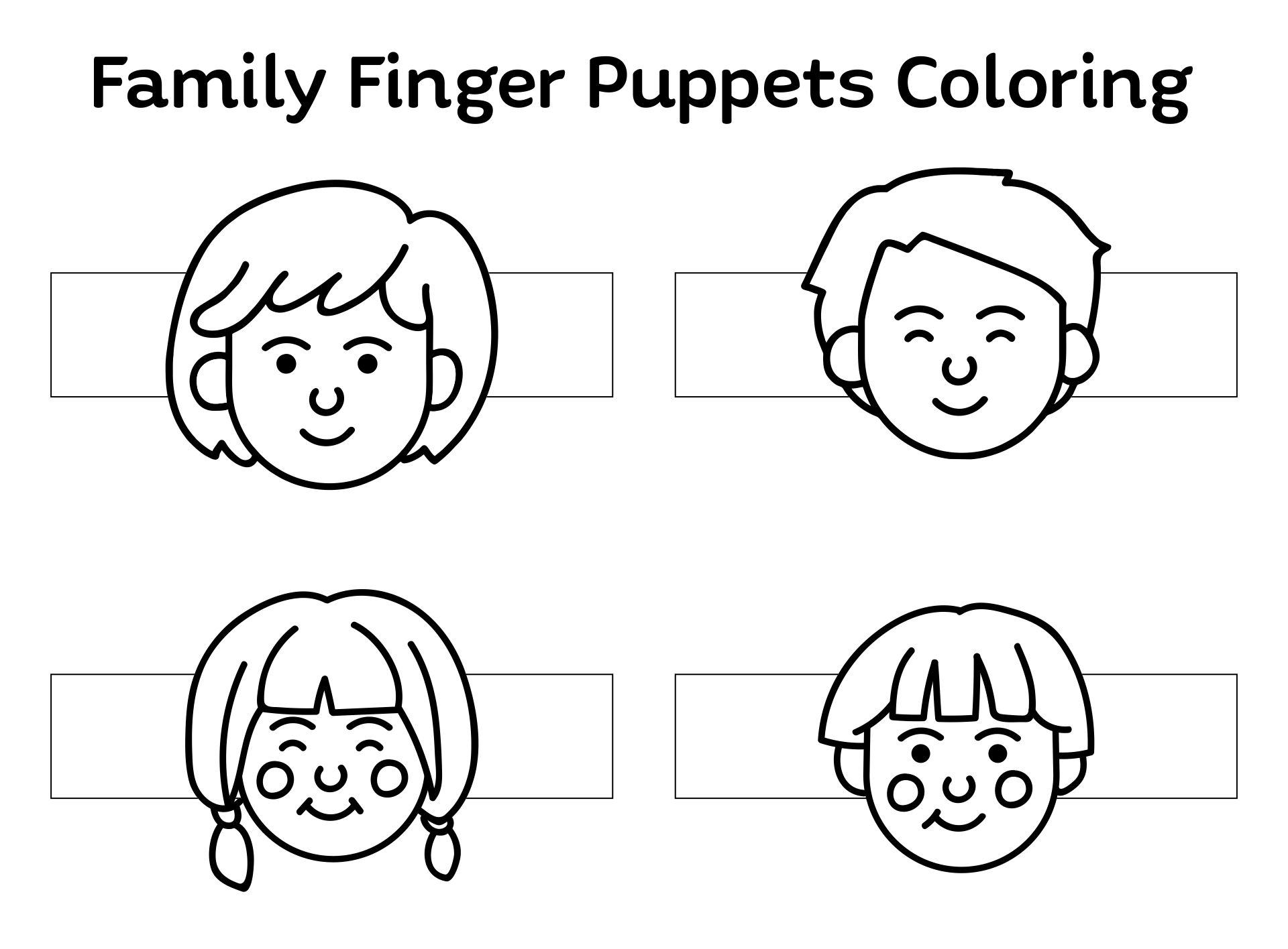Printable Family Finger Puppets Coloring Pages