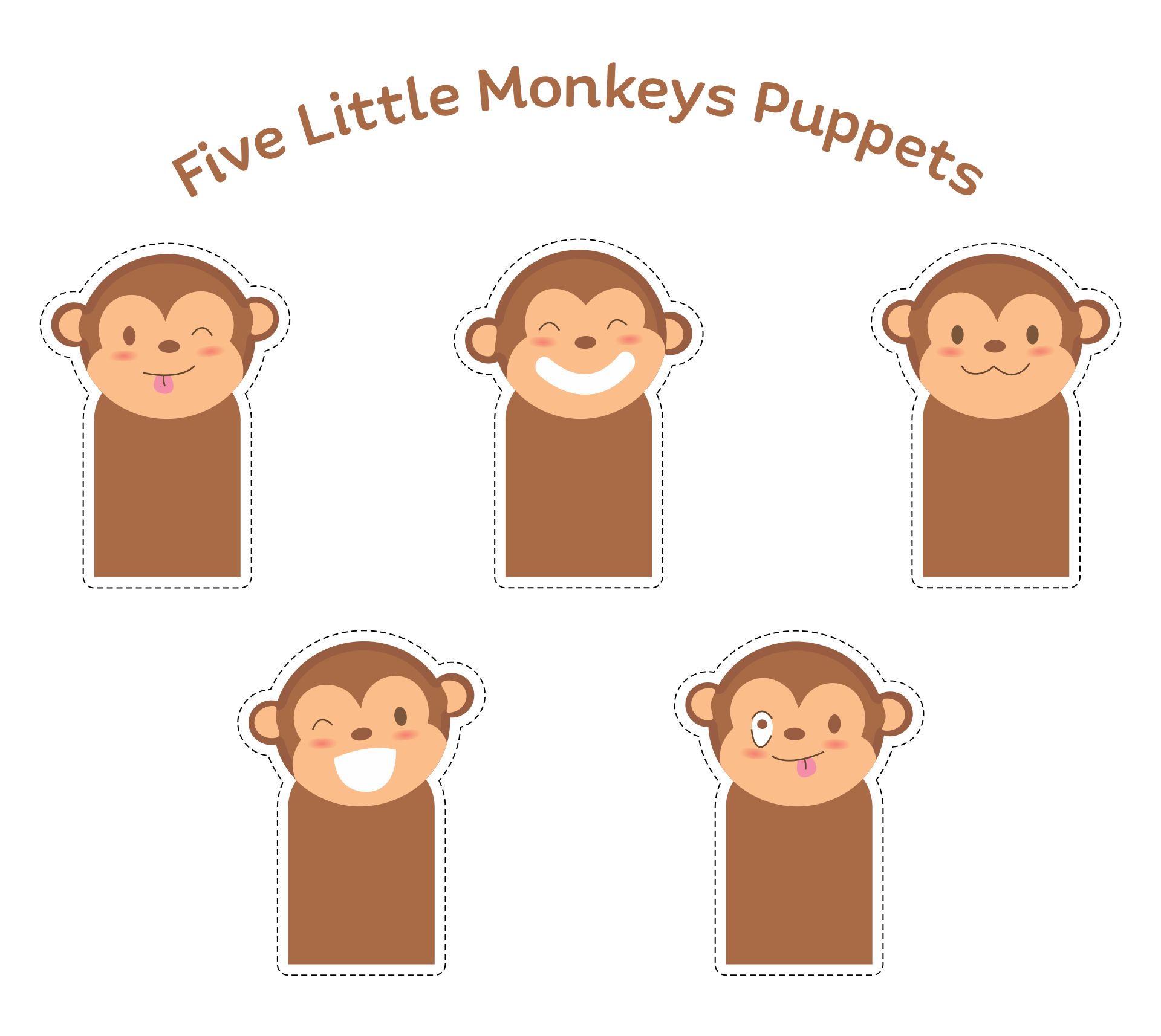 Printable Five Little Monkeys Puppets