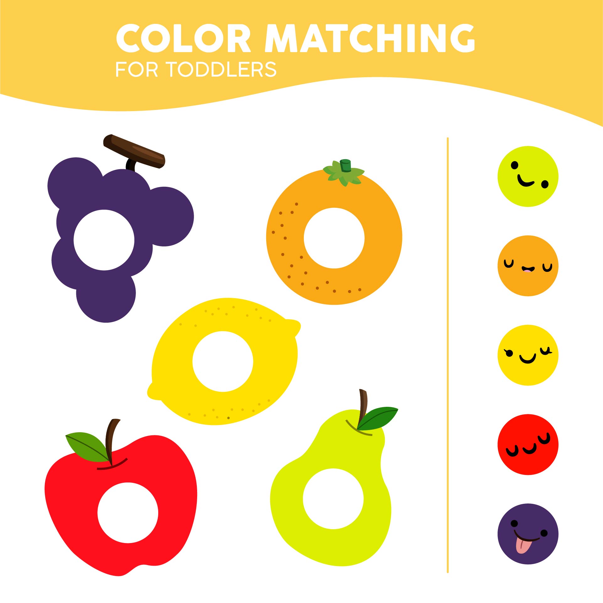 Printable Fruit Color Matching For Toddlers