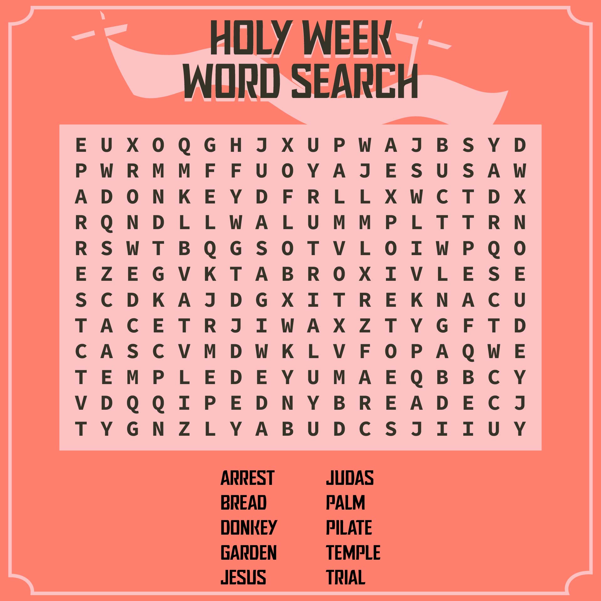 Printable Holy Week Word Search