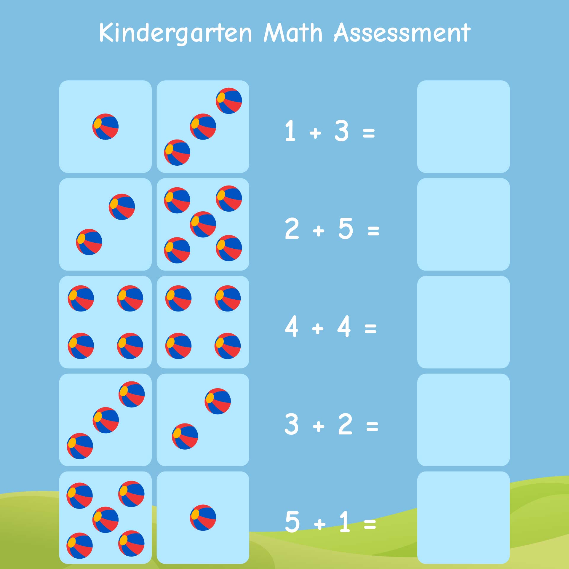 Printable Kindergarten Assessments Math Common Core