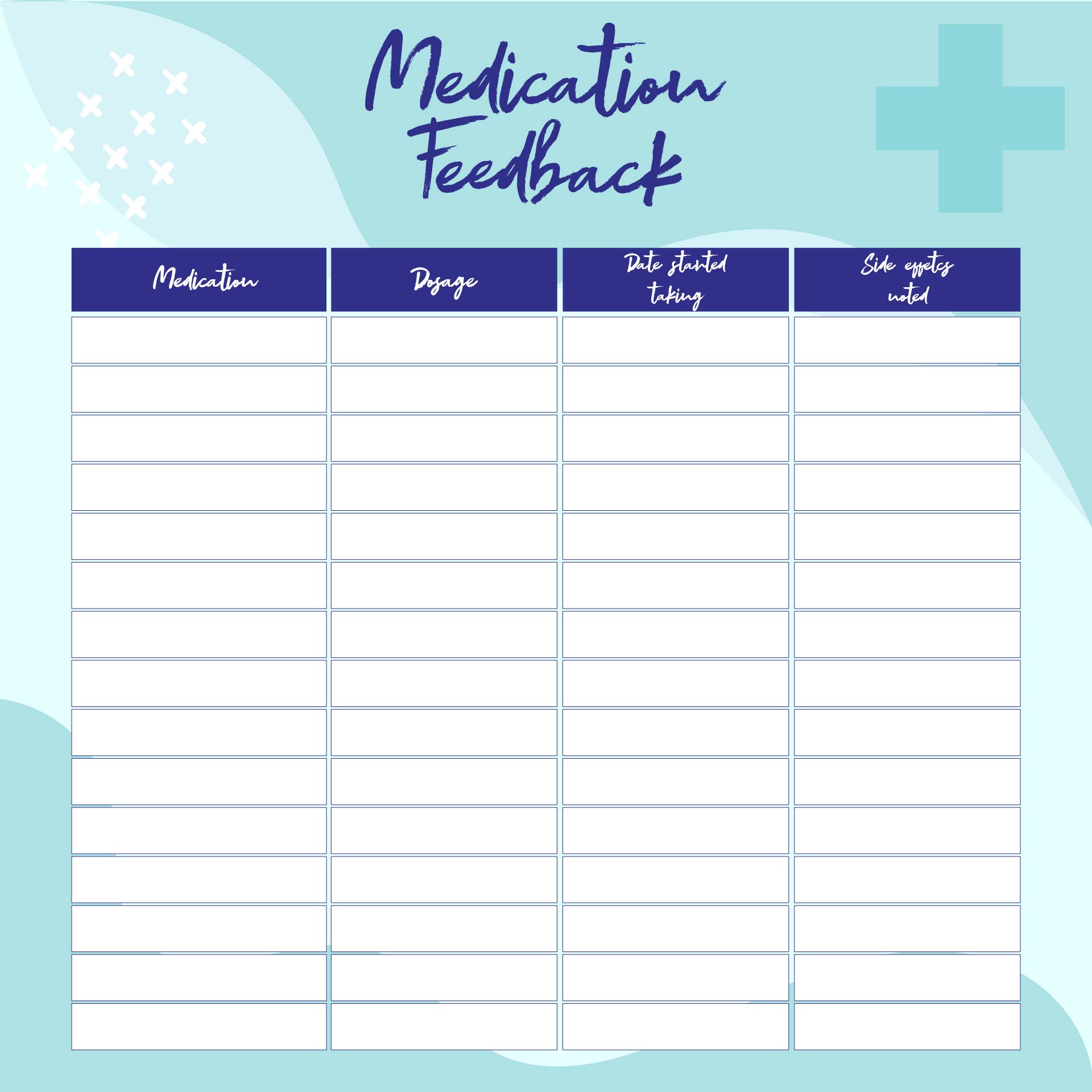 Printable Medicine List For Caregivers