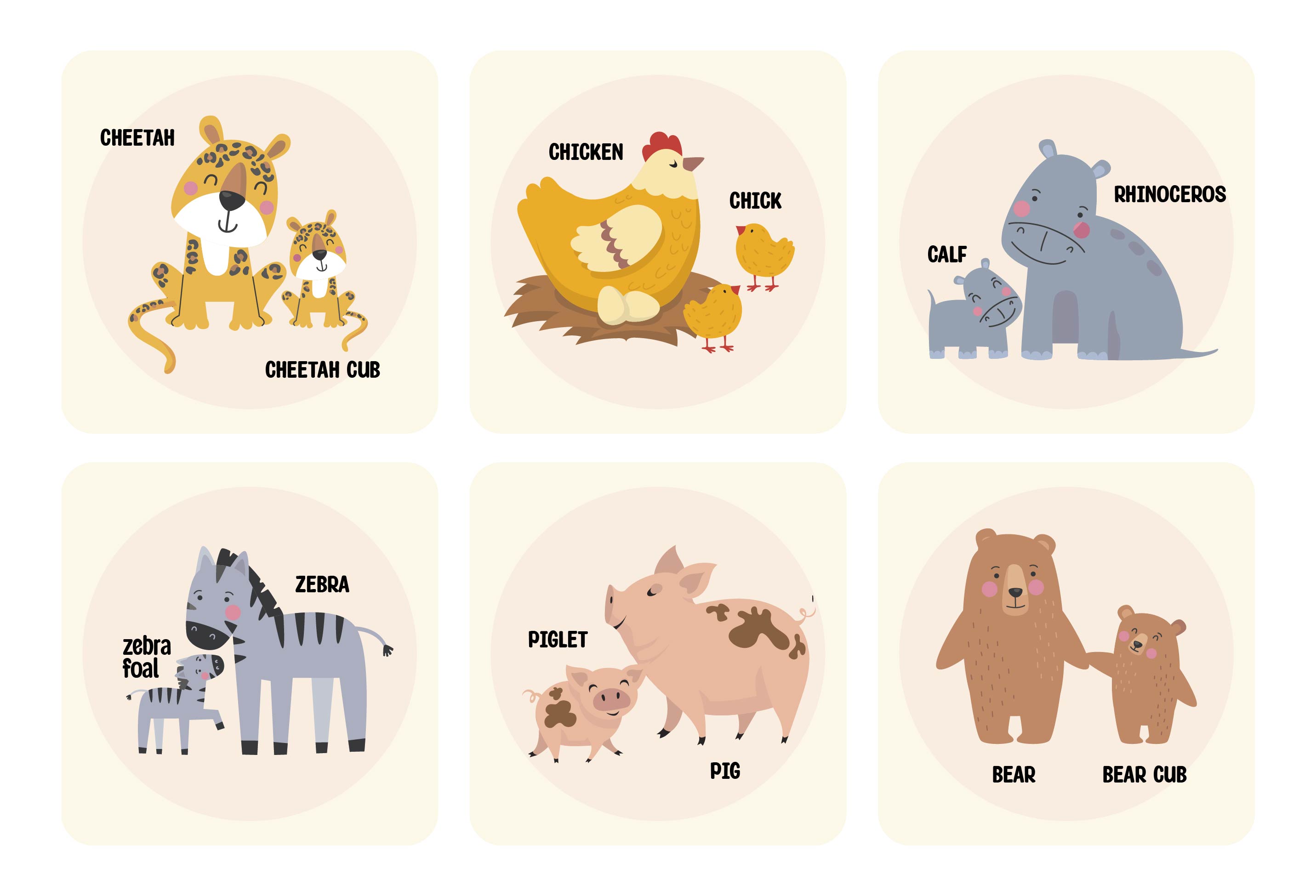 Printable Names Of Baby Animals And Their Parents