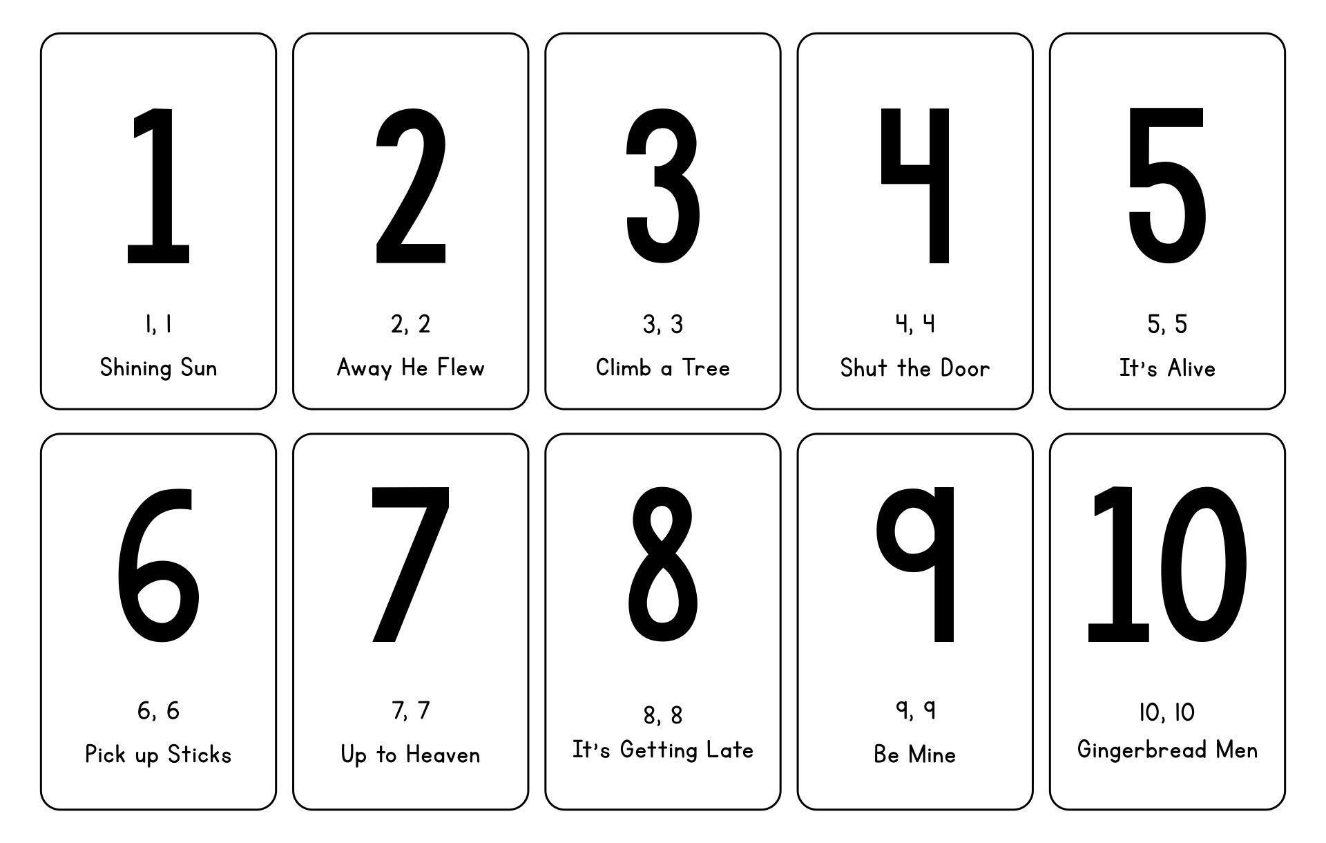 Printable Number Rhymes 1-10 Kindergarten Math