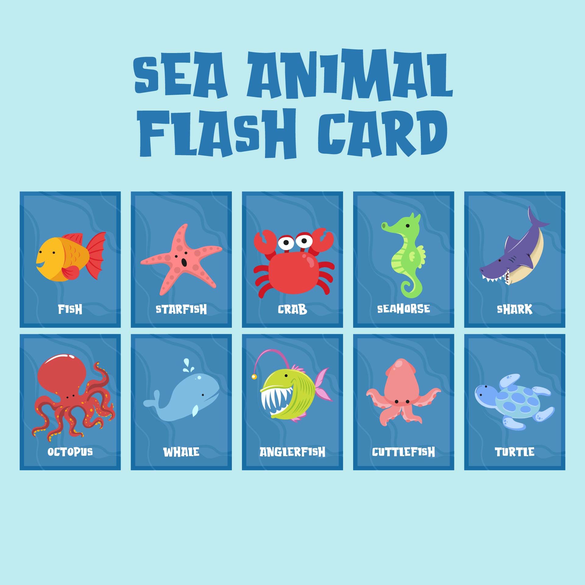 Printable Ocean Animal Flash Cards