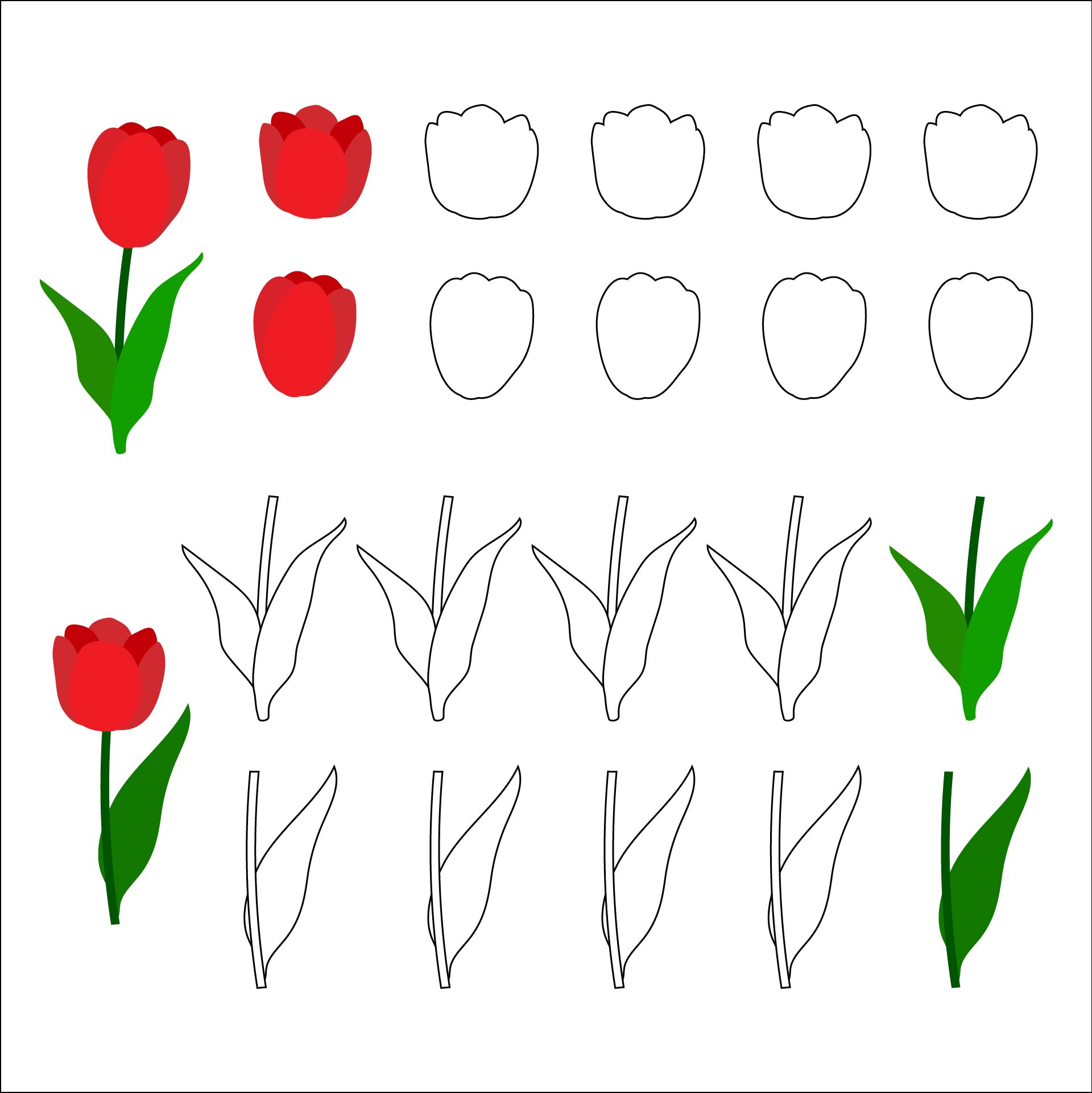 Printable Paper Tulip Template For Kids