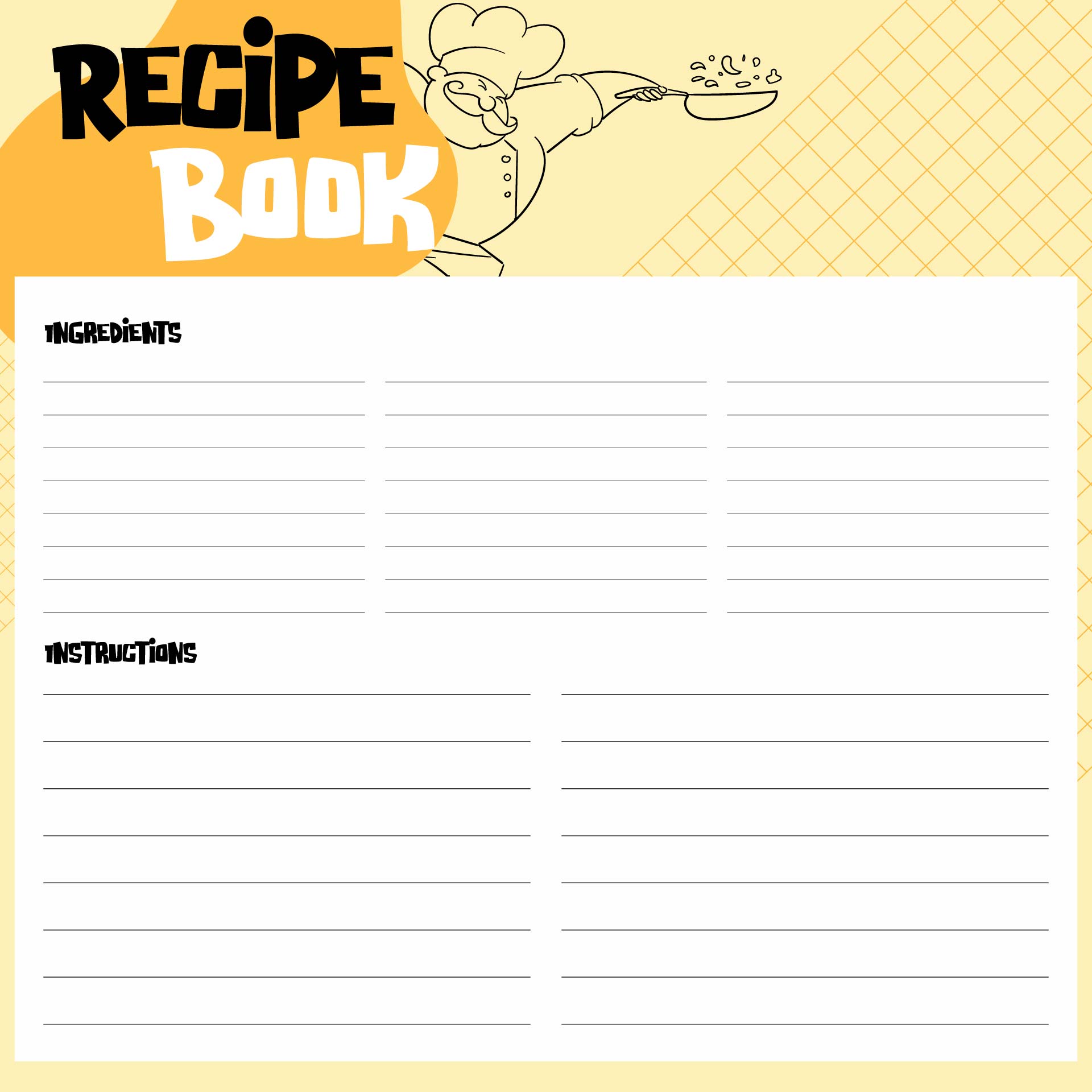 Printable Recipe Book Page Template