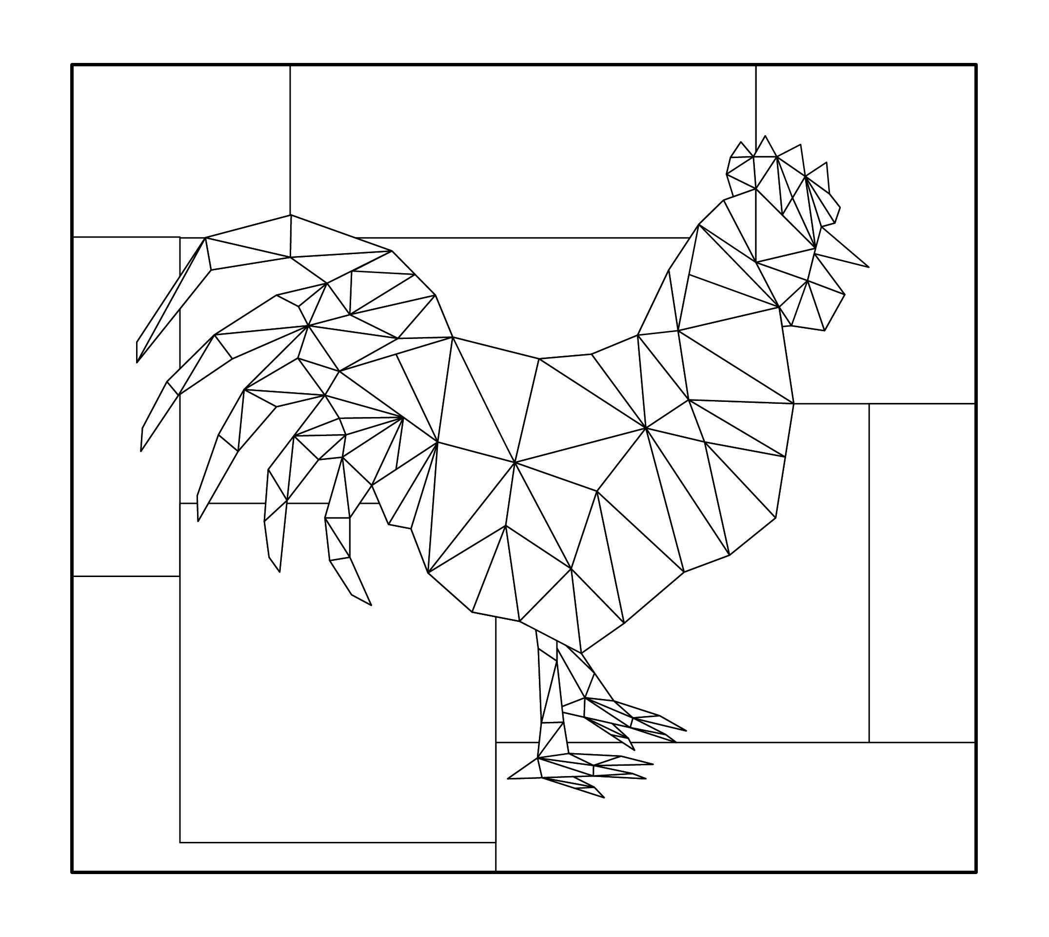 Printable Rooster Stained Glass Pattern