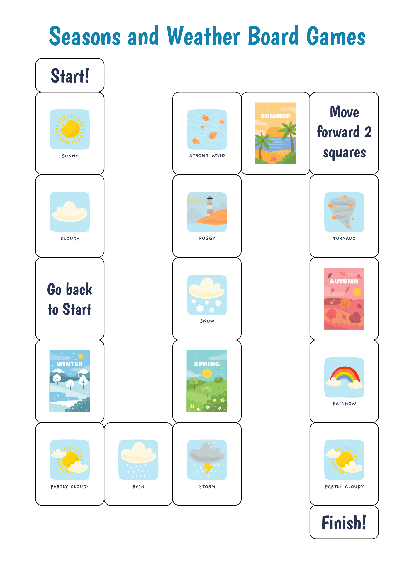 Printable Seasons And Weather Board Games