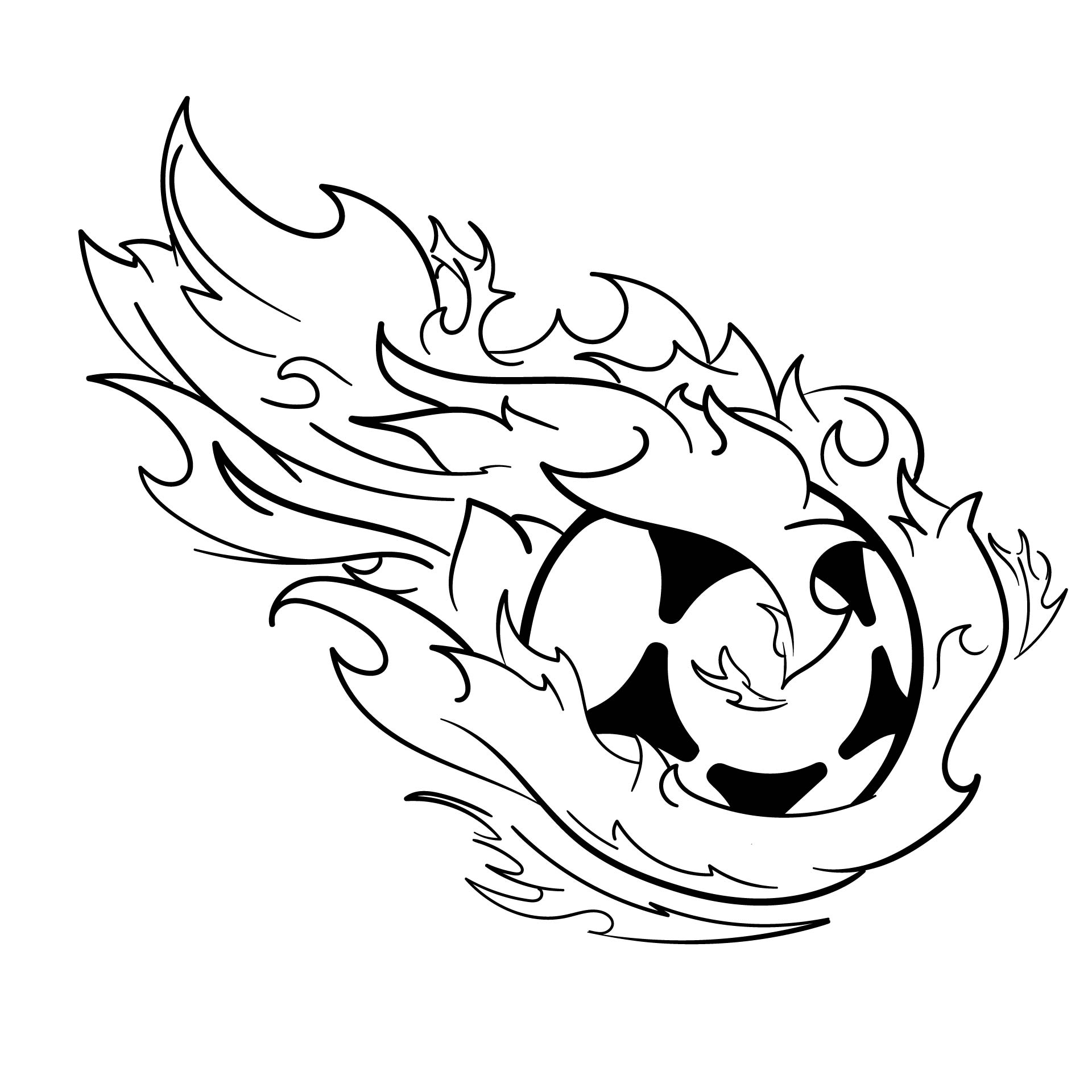 Printable Soccer Ball On Fire Coloring Page