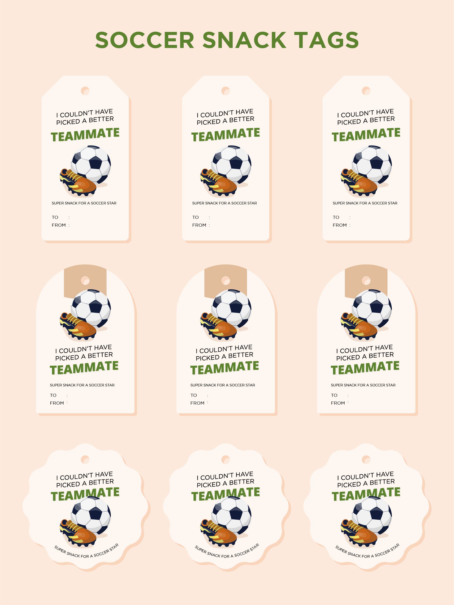 Printable Soccer Snack Tags