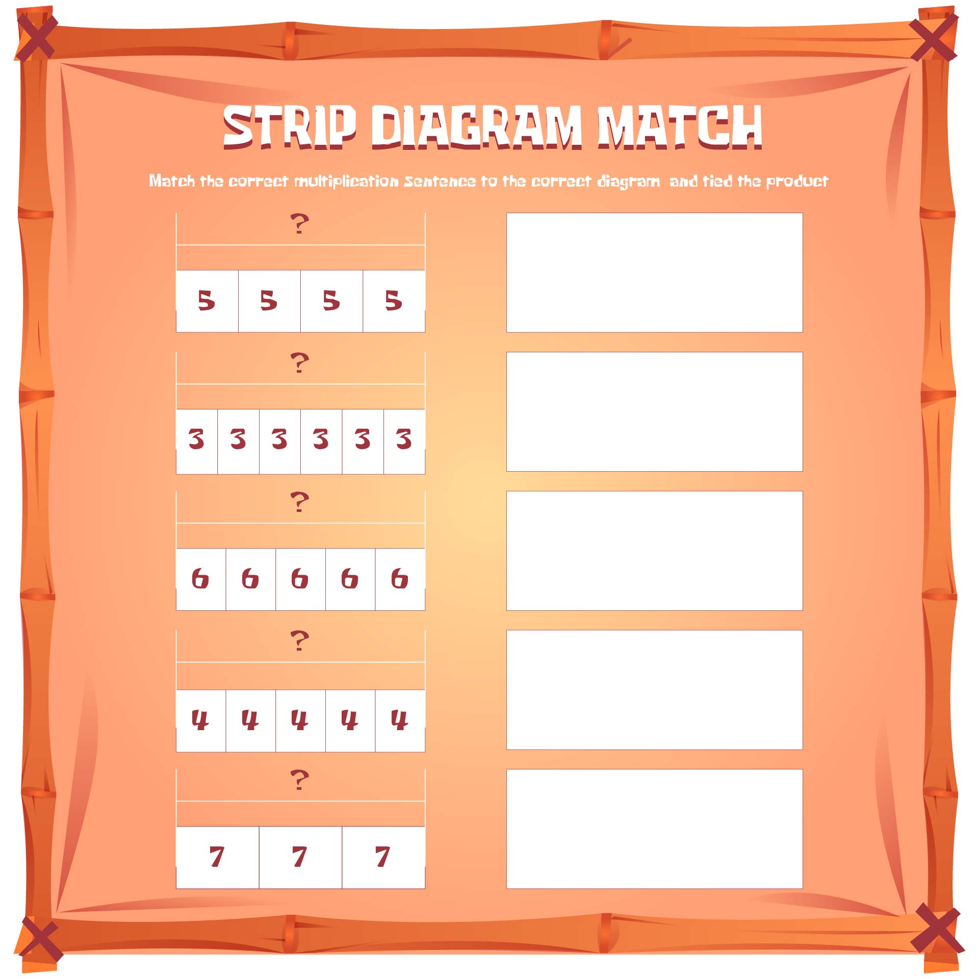 Printable Strip Diagram Match Multiplication