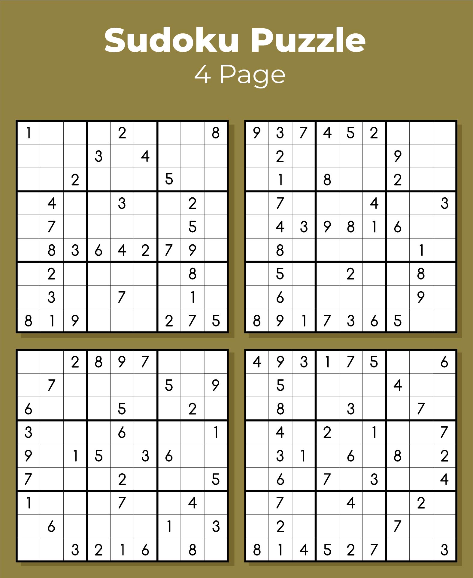 Printable Sudoku Puzzle 4 Per Page