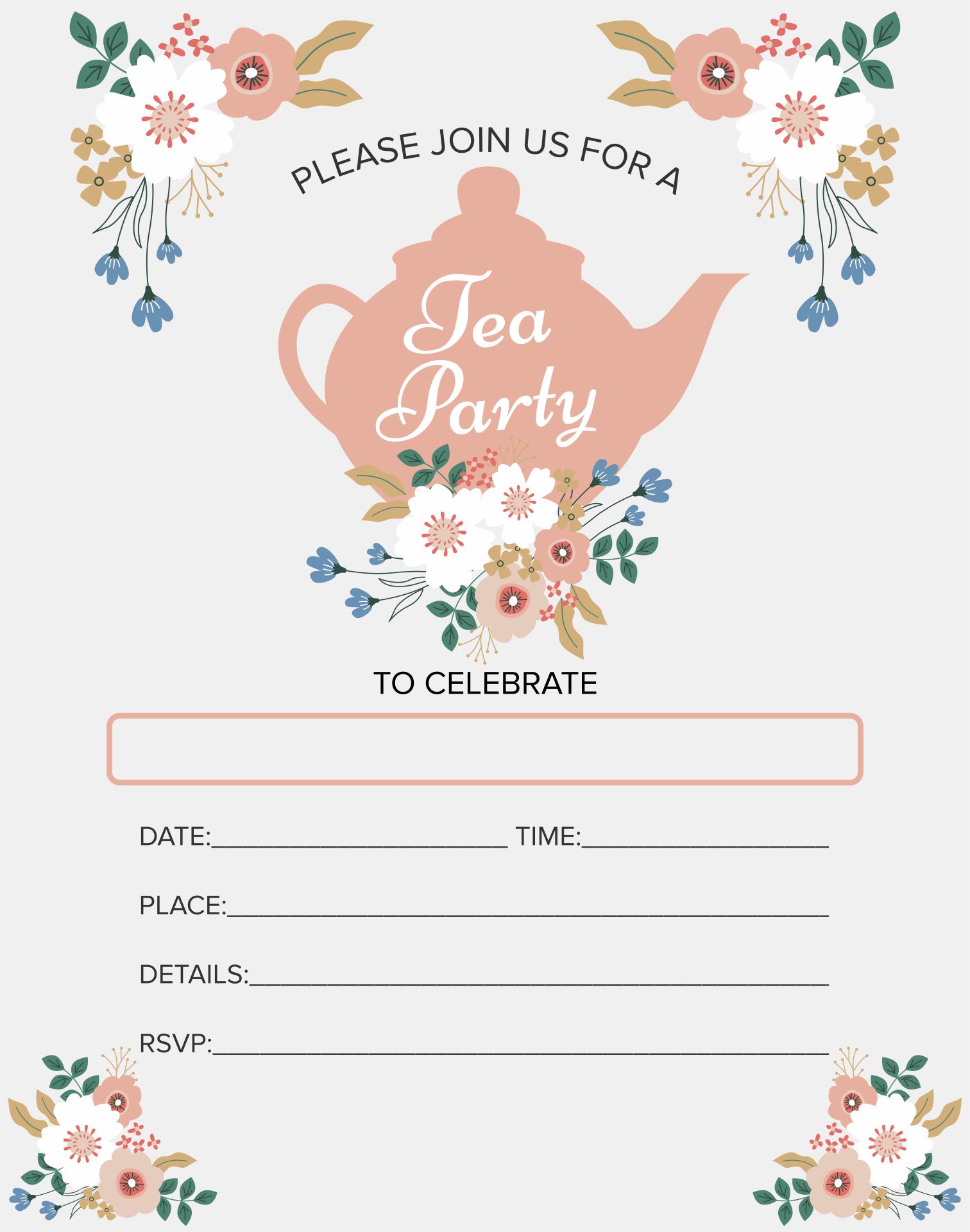 Printable Tea Party Invitations