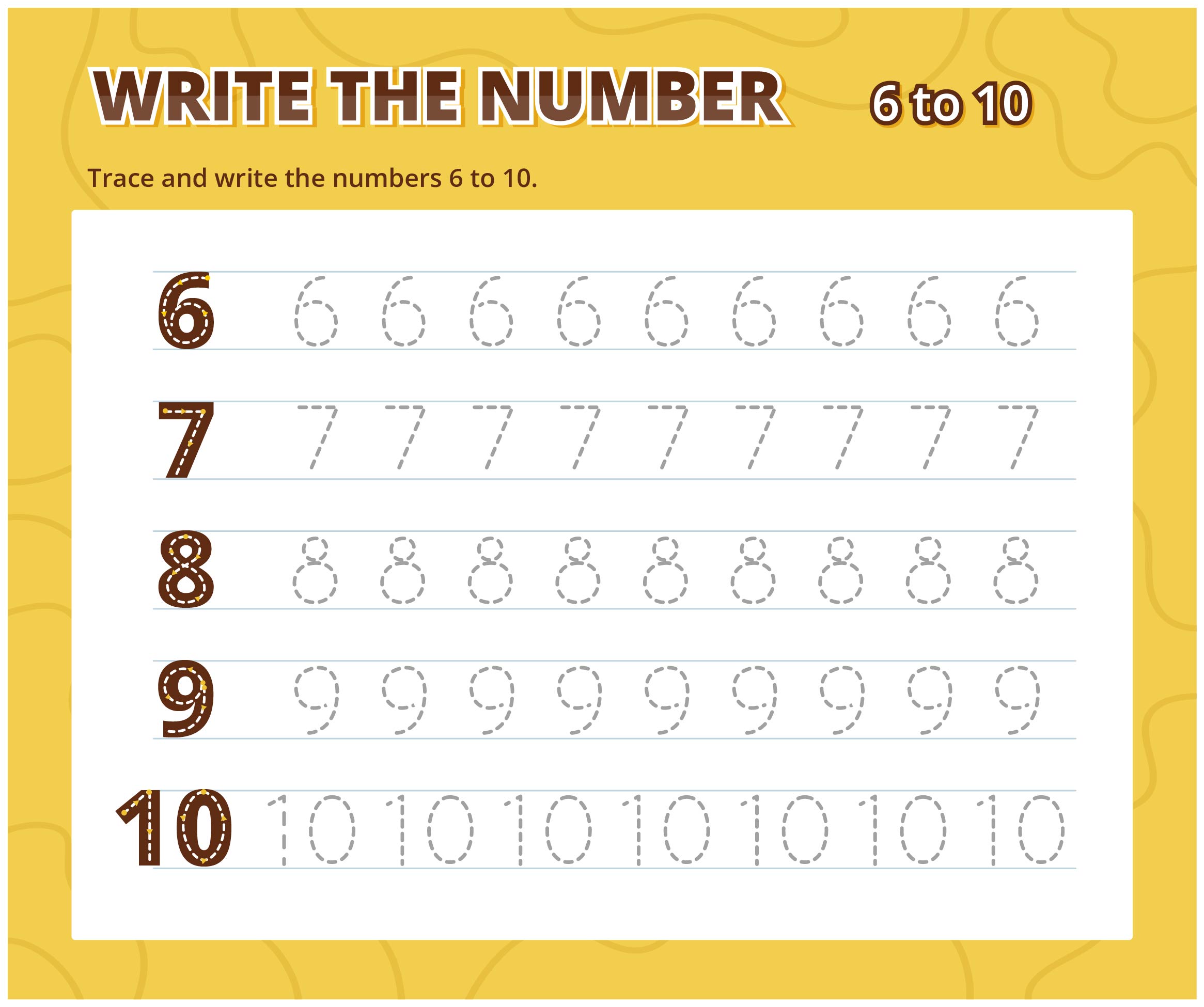 Printable Tracing Numbers 6 To 10