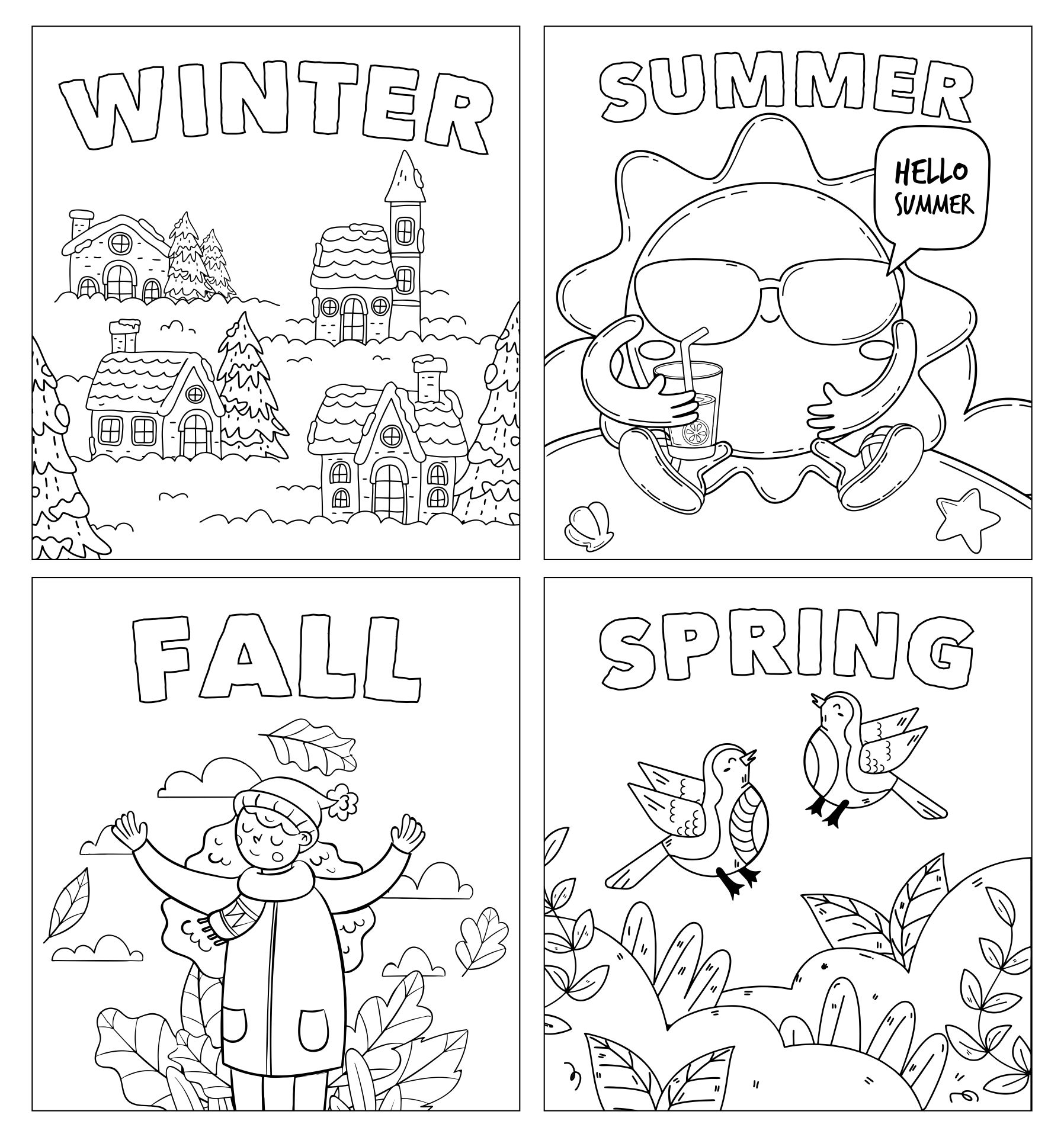 free coloring pages of 4 seasons