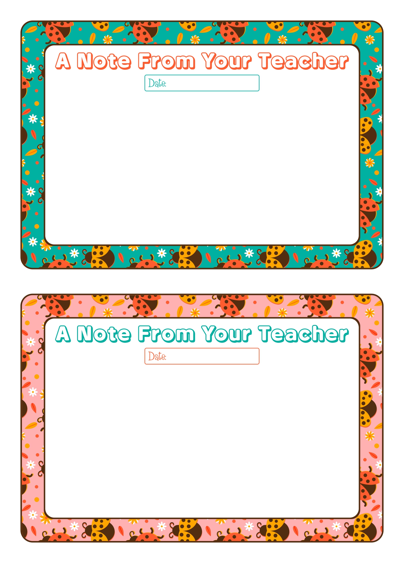 A Note From Your Teacher Printable