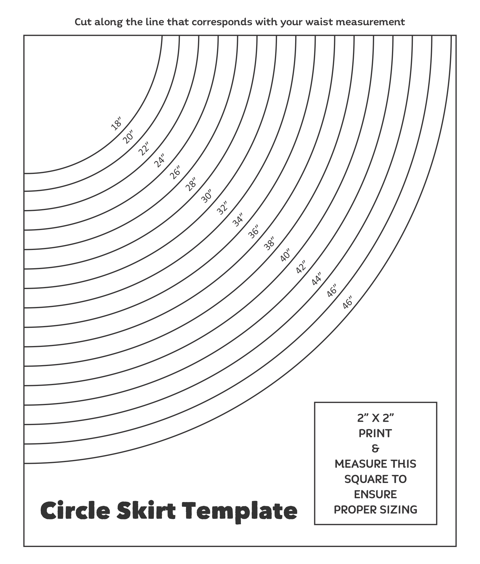Classic Full Circle Skirt Printable Sewing Pattern