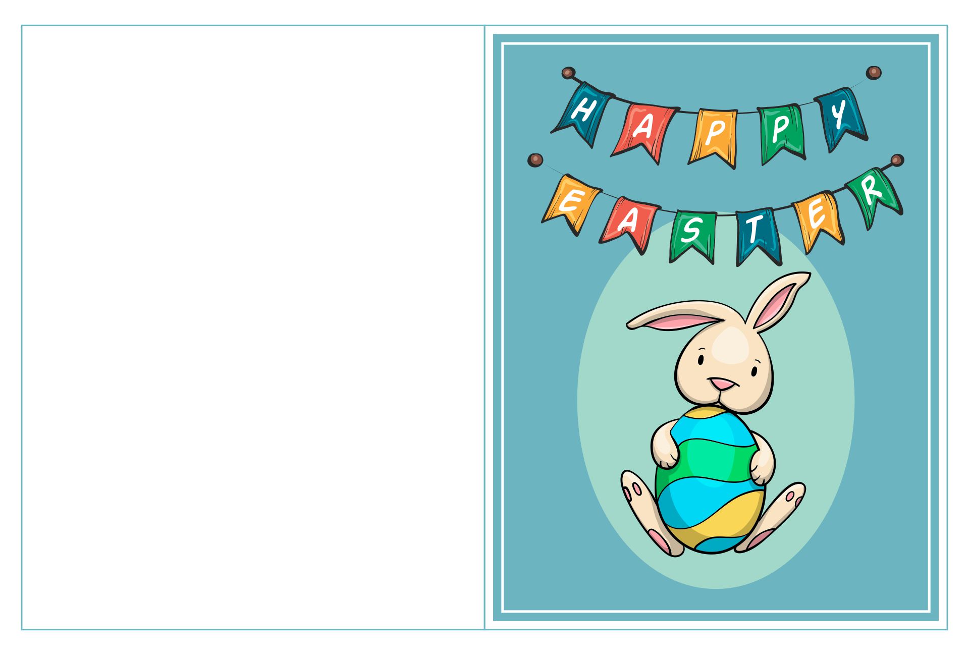 Easter Greeting Card With Cute Bunny Printable